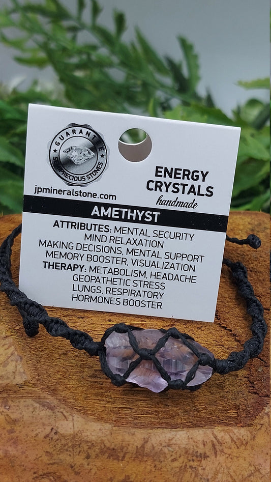 Natural Amethyst Handmade Wrap It Macrame Bracelet Healing Crystal Accessories Zodiac Mineral Stone