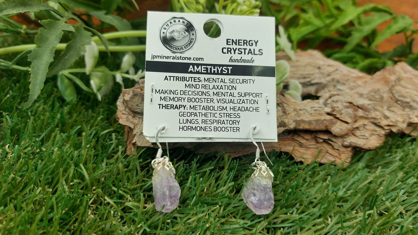Amethyst Rough Earrings Crystal