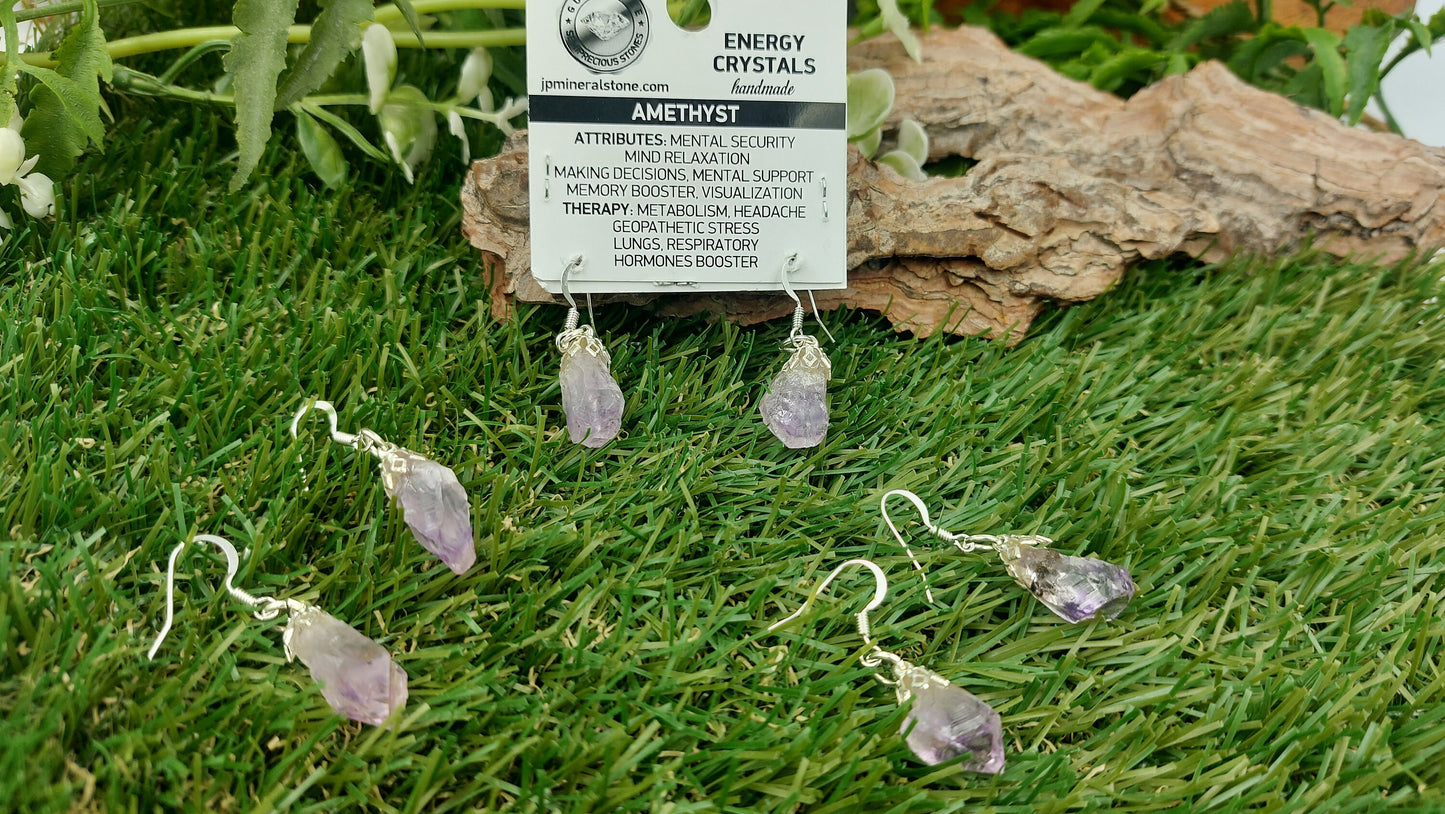 Amethyst Rough Earrings Crystal