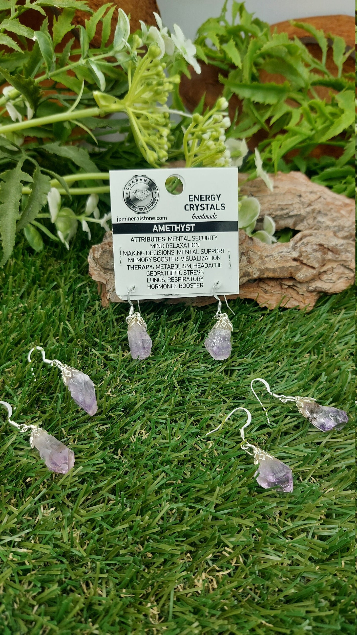 Amethyst Rough Earrings Crystal
