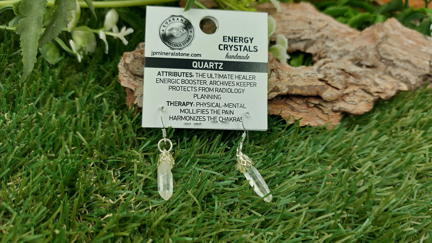 Clear Quartz Point Crystal Earrings