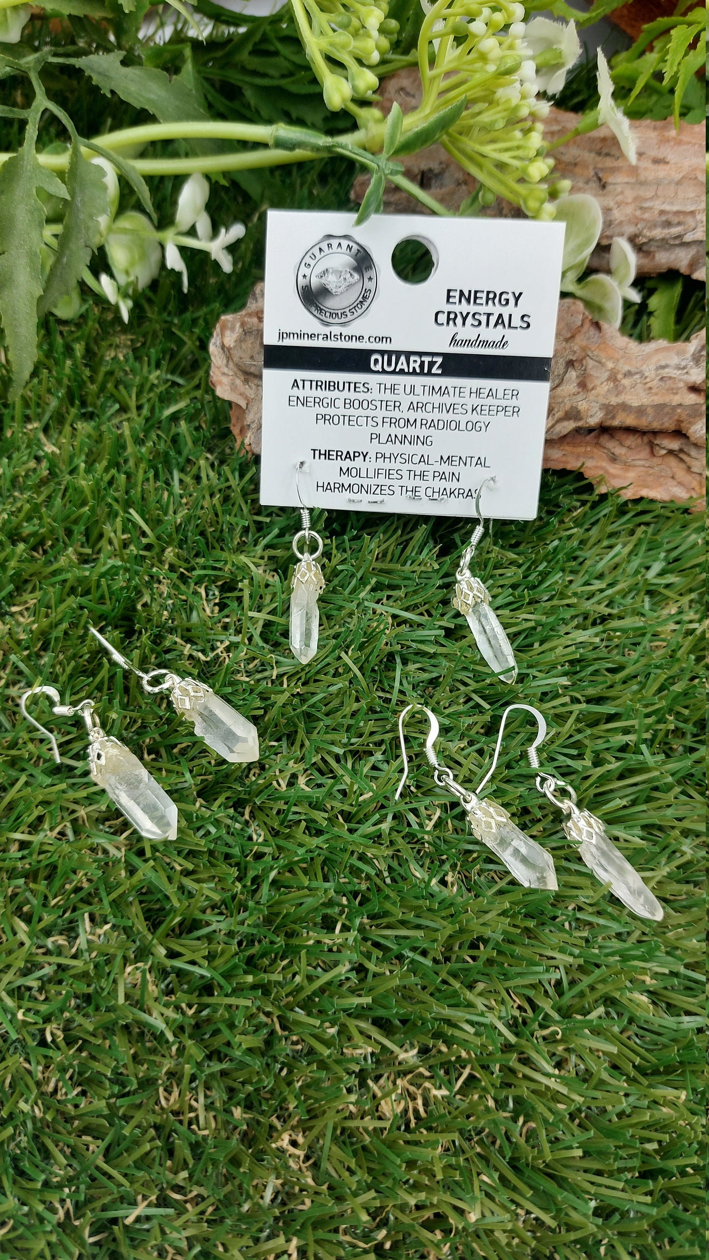 Clear Quartz Point Crystal Earrings