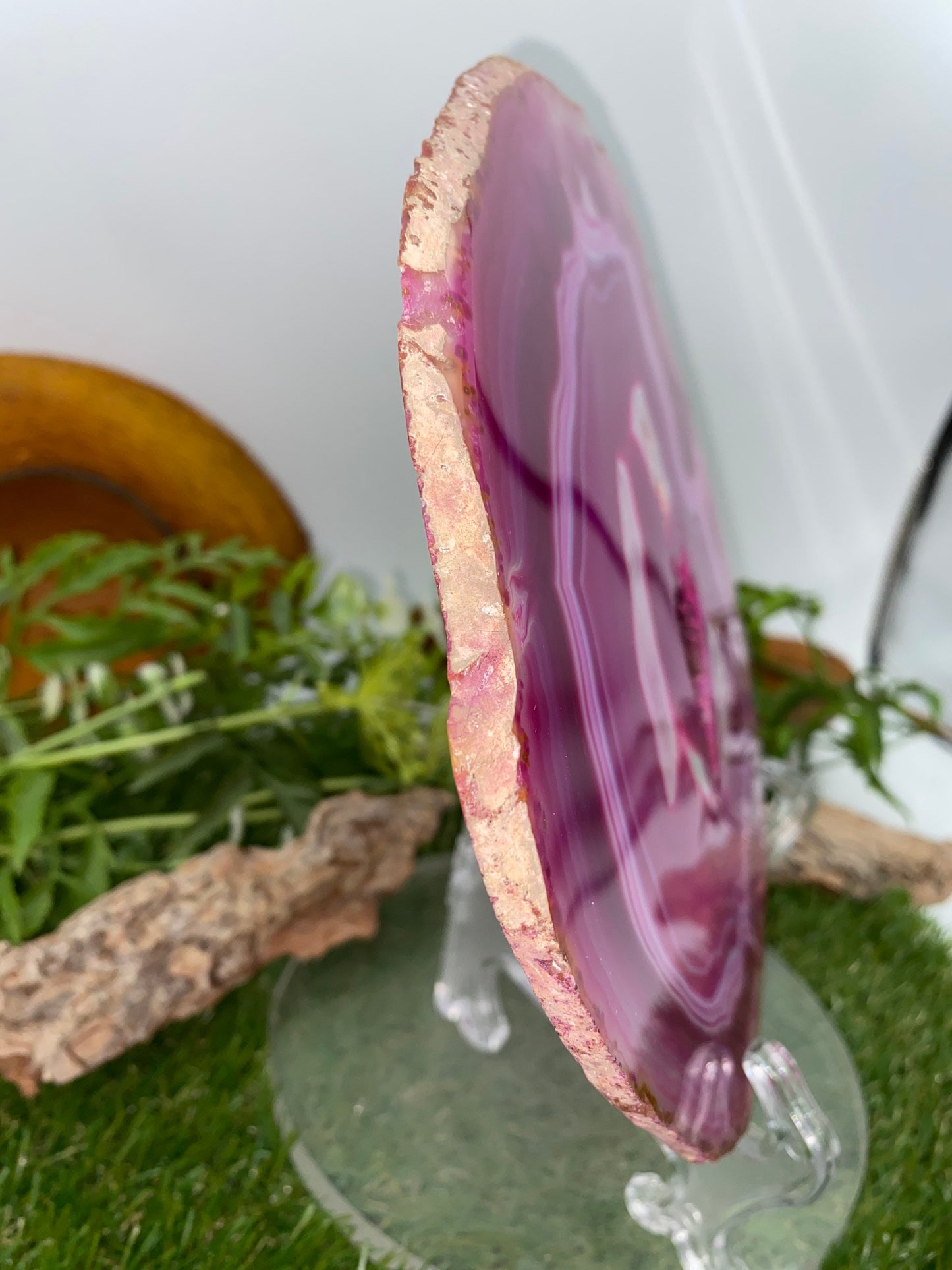 Natural Pink Crystal Agate Slice - Amazing Collector's Piece - Home Decor