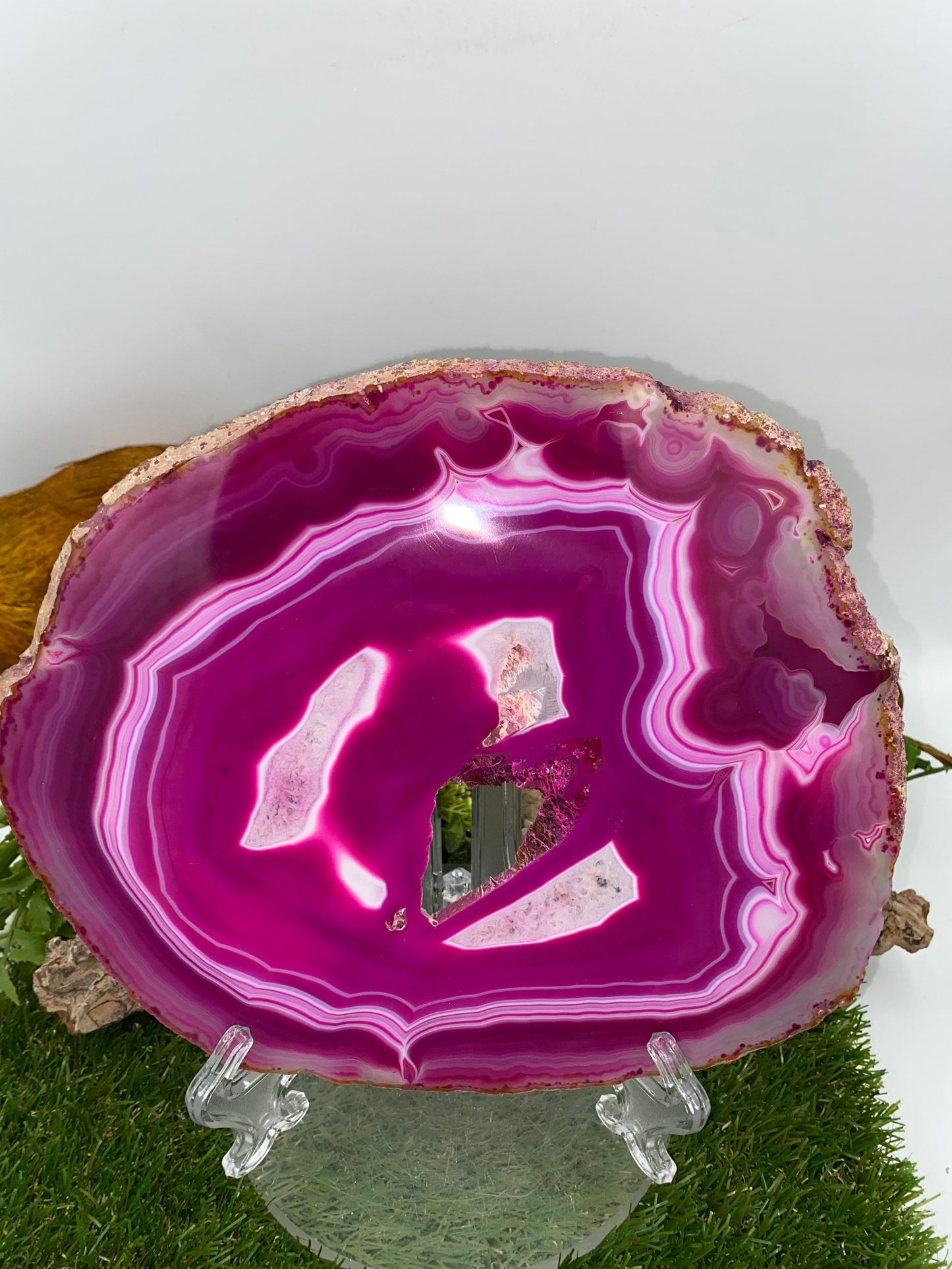 Natural Pink Crystal Agate Slice - Amazing Collector's Piece - Home Decor