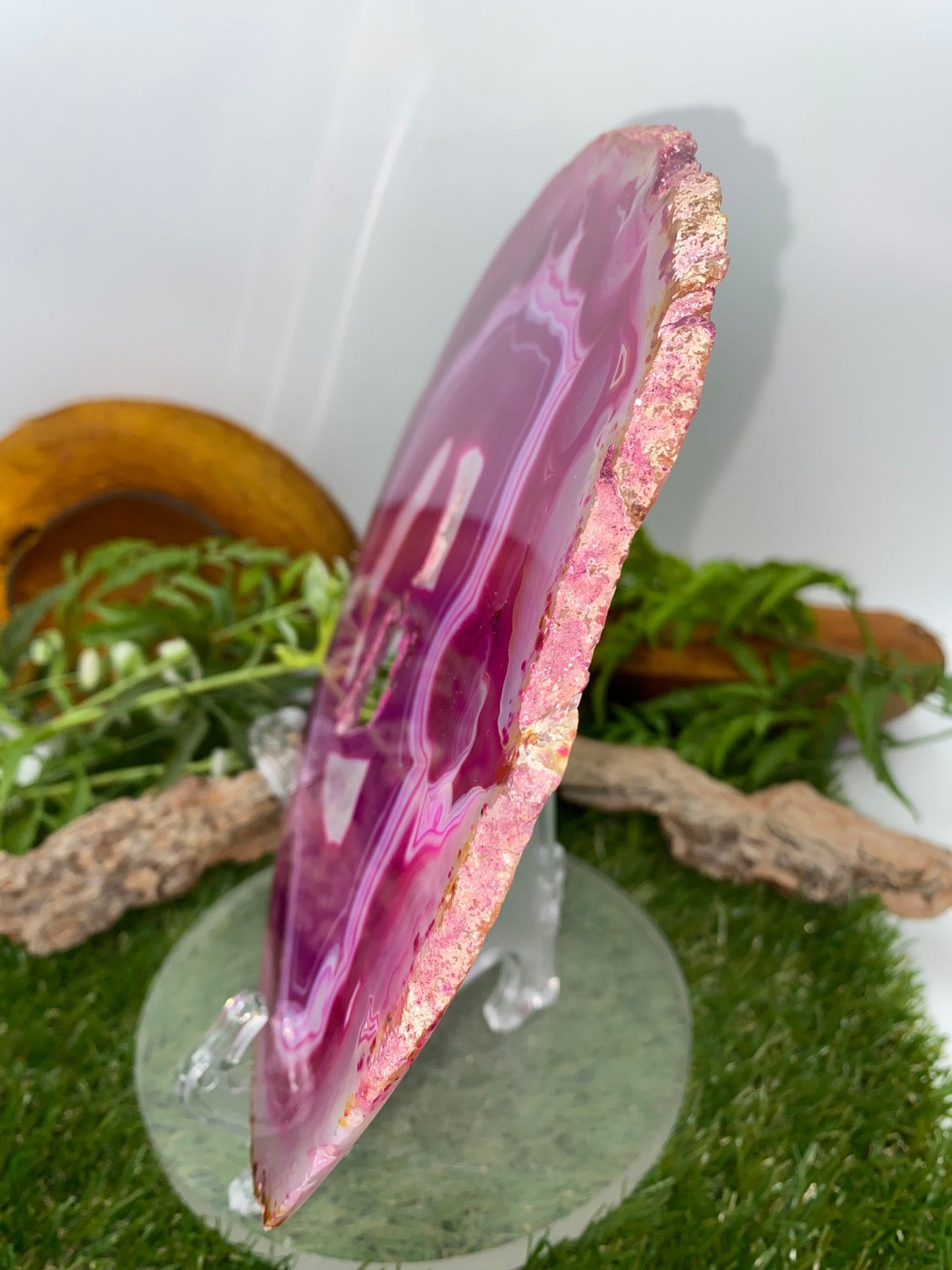 Natural Pink Crystal Agate Slice - Amazing Collector's Piece - Home Decor