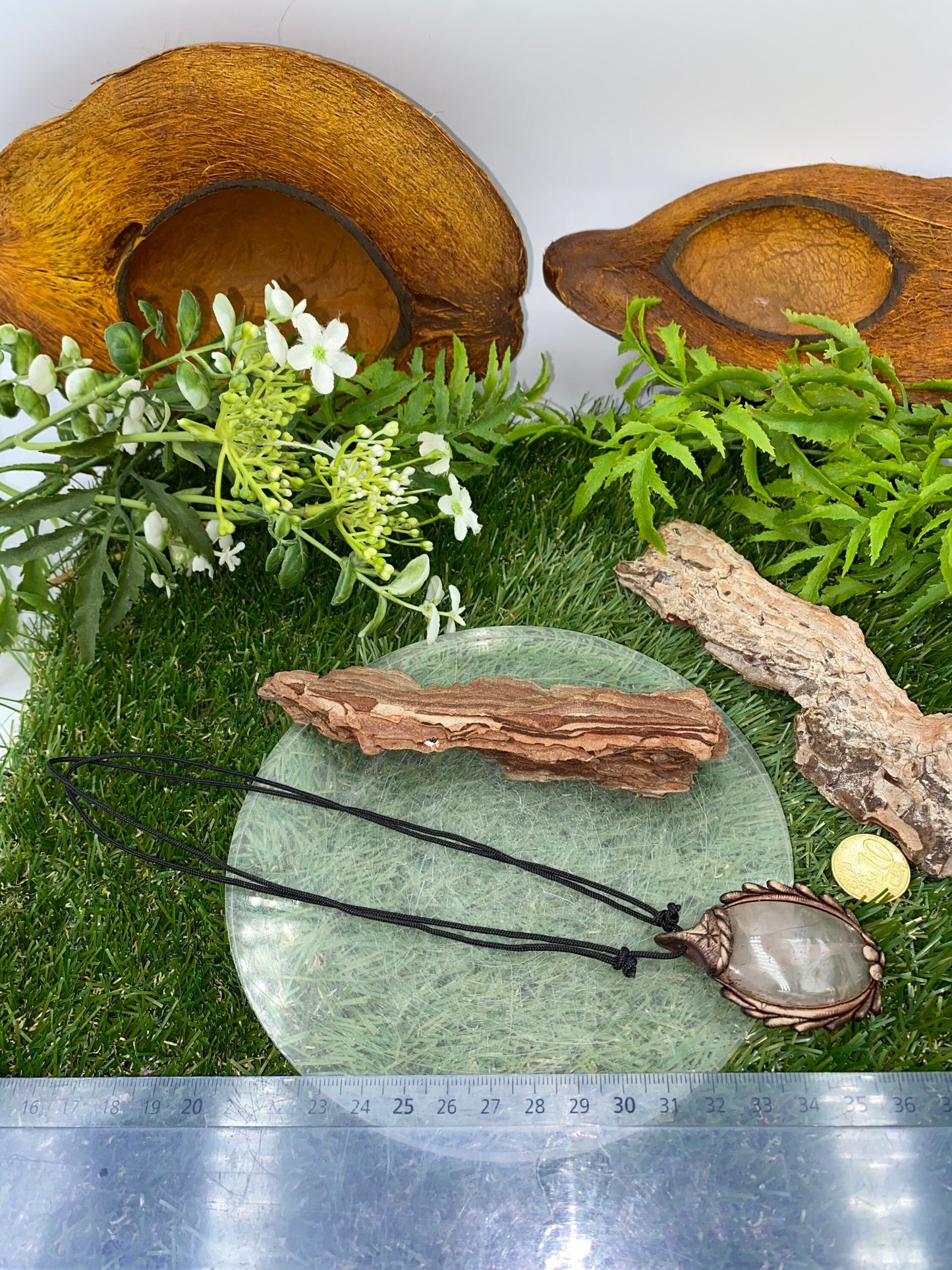 Natural Handmade Necklace- Cabochon Cut Pink Quartz Stone - Healing Stone - Gift Idea - Protection