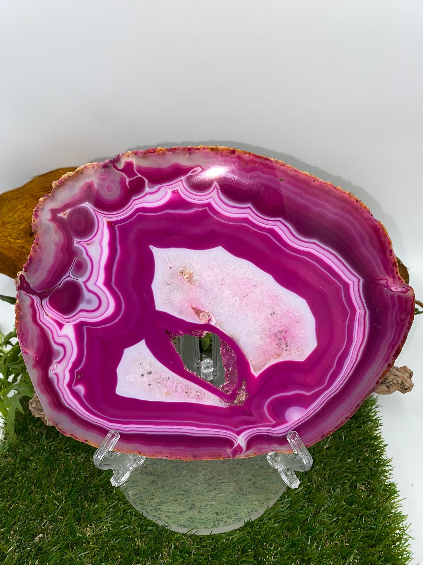 Natural Pink Crystal Agate Slice - Amazing Collector's Piece - Home Decor