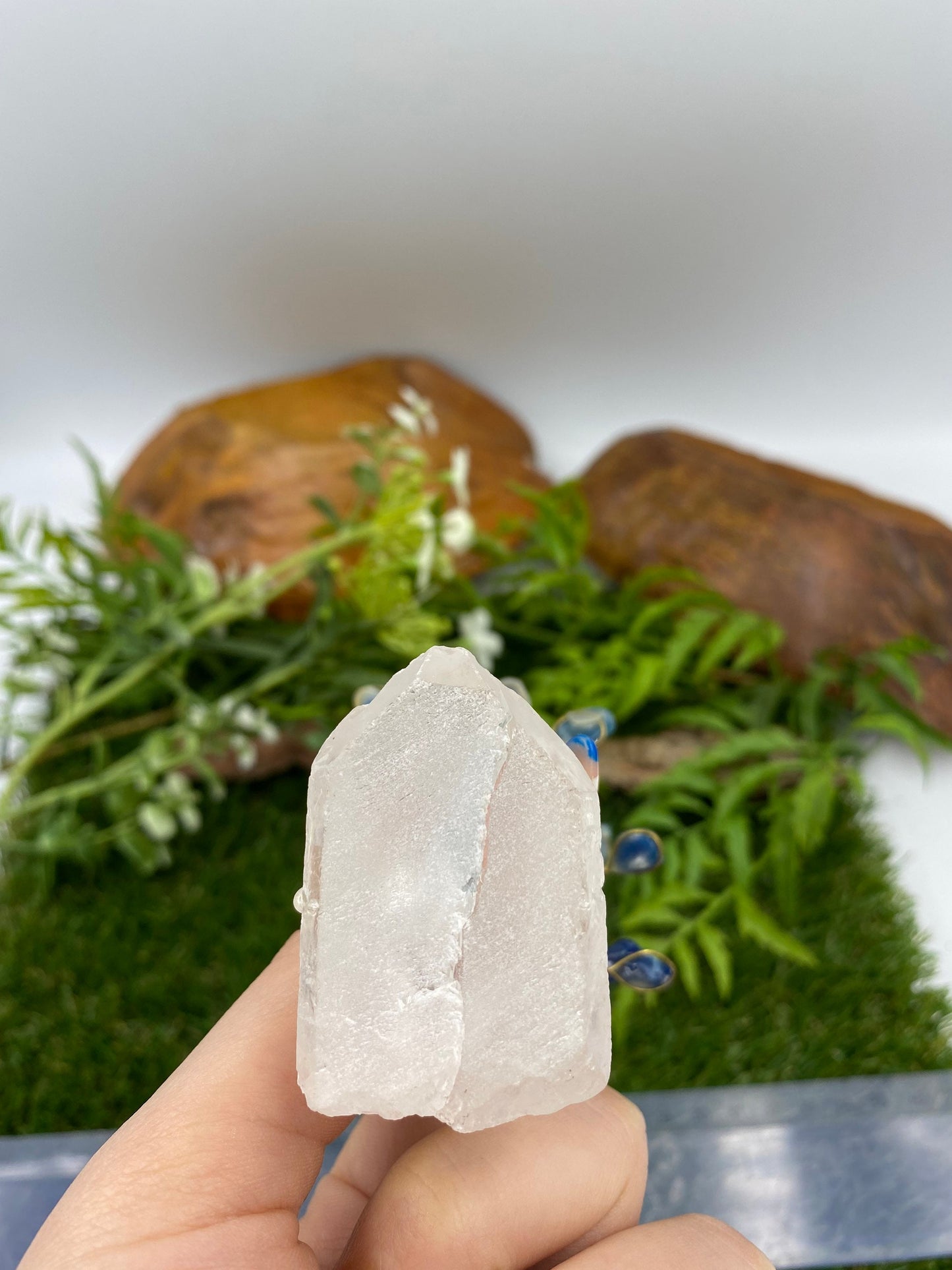 Blue Agate Crystal Tree of Life with Pointy Quartz as a Base - Homemade- Crystal Tree of Life- Great for Gift