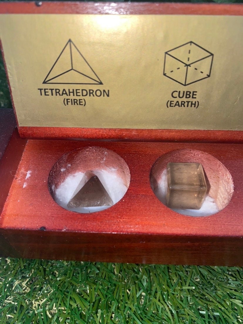 Smoked Quartz Platonic Solids Sacred Geometric Set, Energy Healing crystal, reiki stones, five chakra set