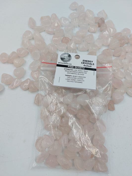 Rose Quartz Polished Crystal Chips, Tumbled Healing Gemstones