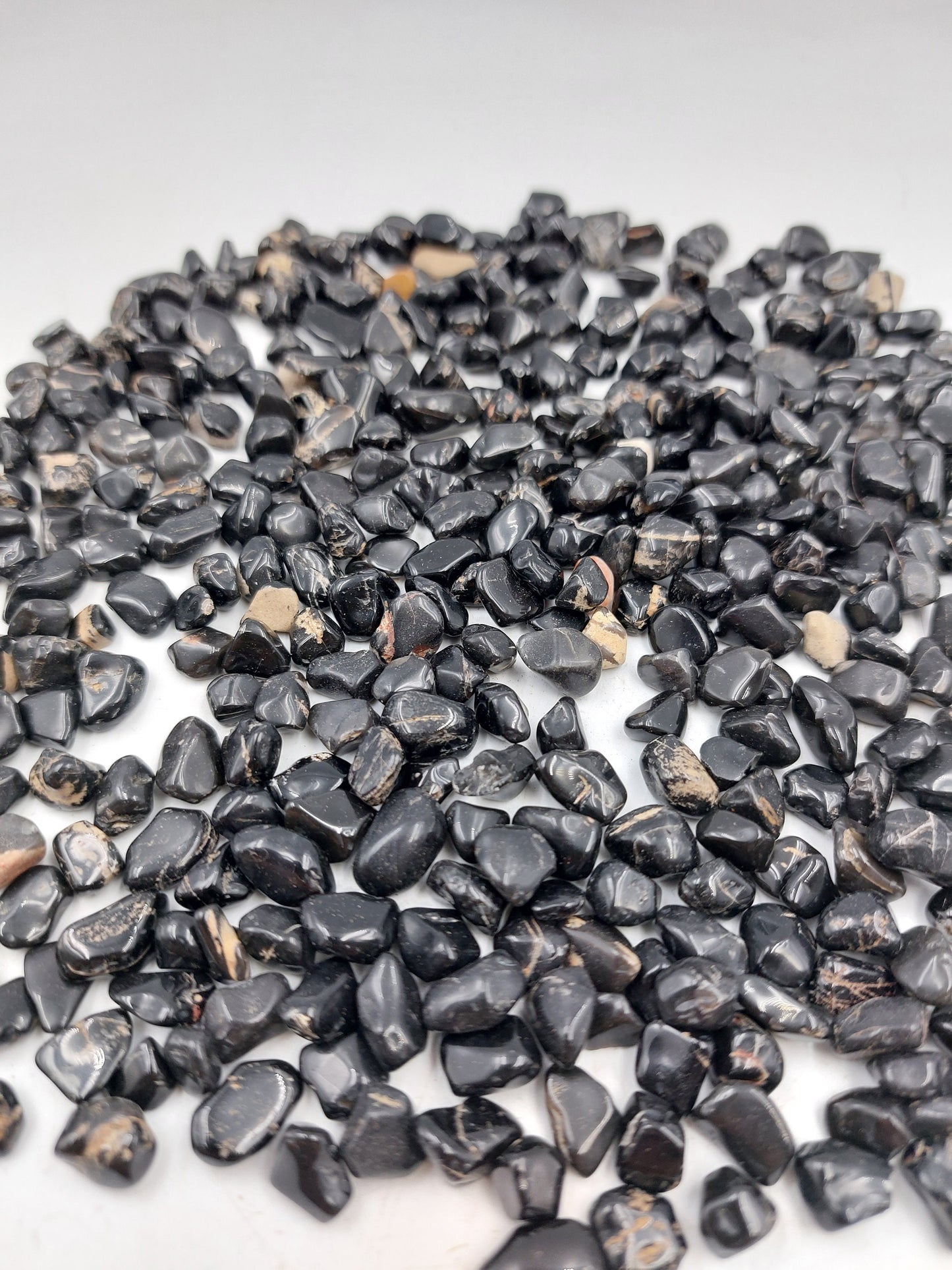 Black Tourmaline Polished Crystal Chips, Tumbled Healing Gemstone, New Age Polished Semi-Precious Rocks