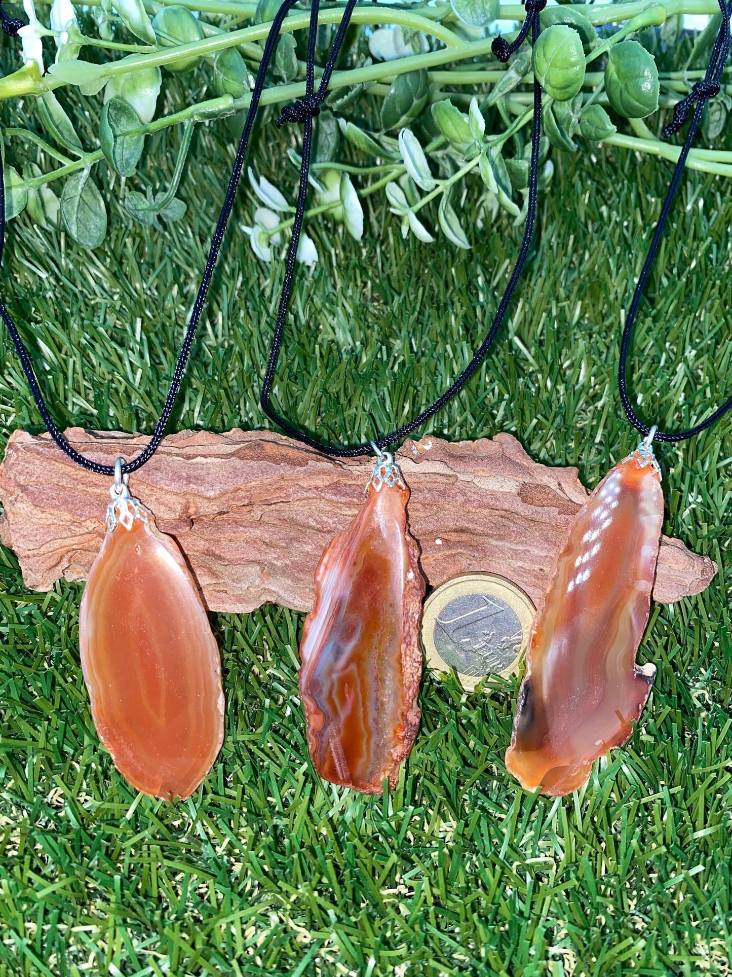 Crystal Agate Slice Orange Mineral Stone Brazilian Crystal Healing Necklace Protection Gift Accessories