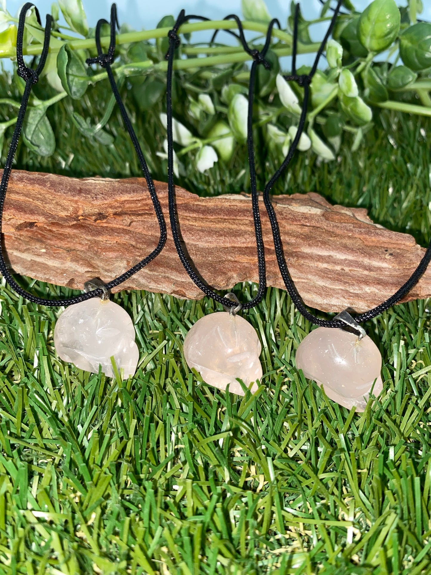 Rose Quartz Crystal Skeleton Necklace