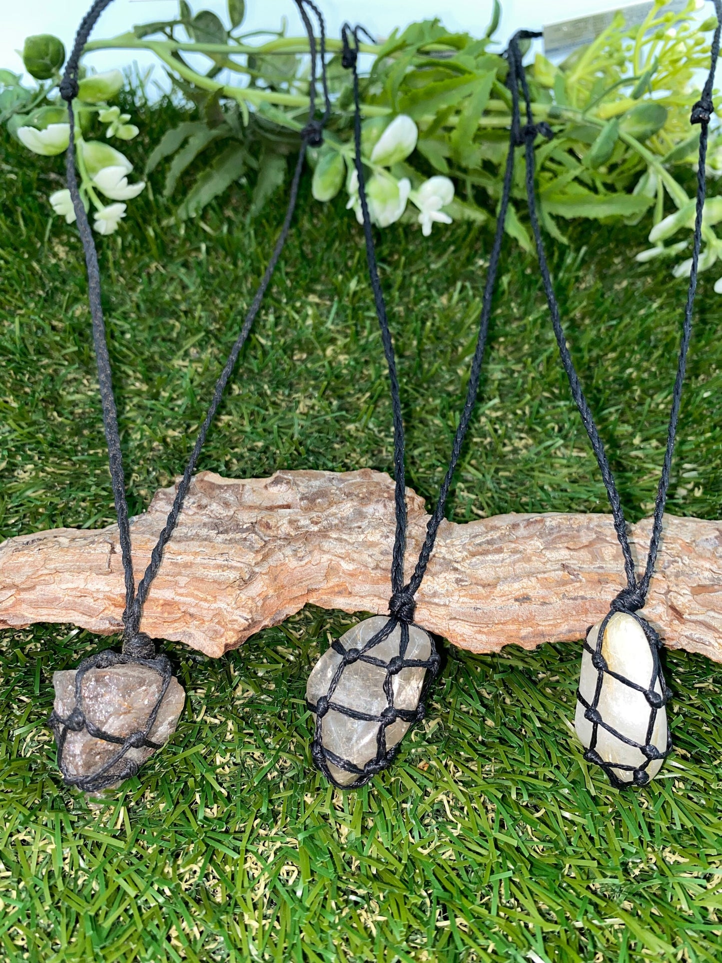 Χειροποίητο Περιδέραιο Μακραμέ Χειροποίητο Χαλαζία Φυσικού Γυαλισμένου Ρουτιλίου-Προστατευτικό Κολιέ-Zodiac