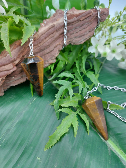 Tiger Eye Pendulum, Crystal Pendulum, Dowsing Pendulum, Divination Crystal
