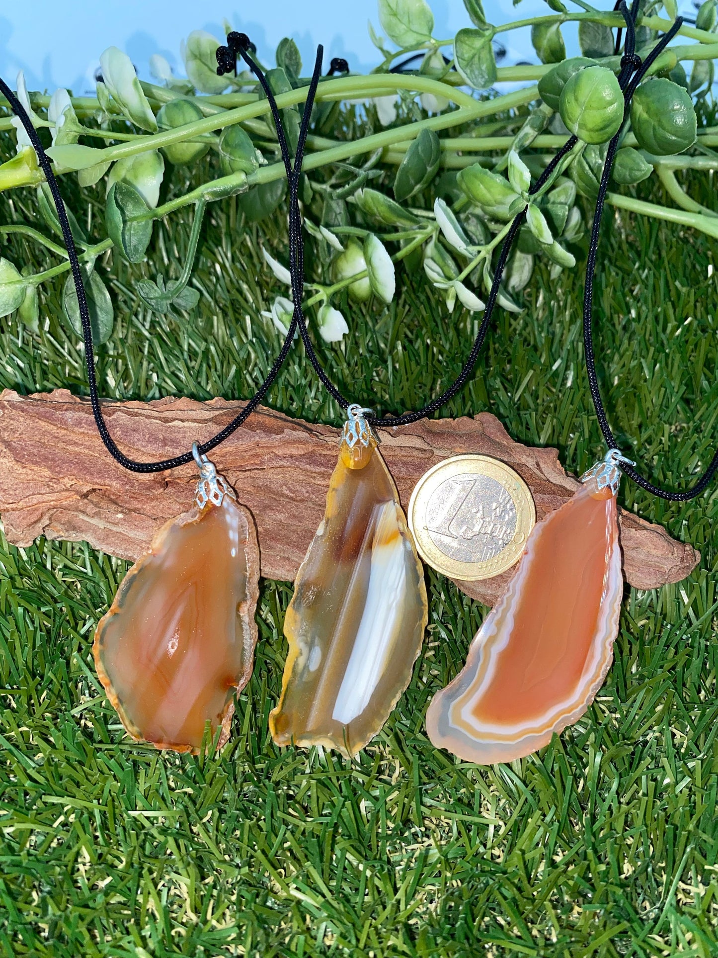 Crystal Agate Slice Brown Mineral Stone Brazilian Crystal Healing Necklace Protection Gift Accessories