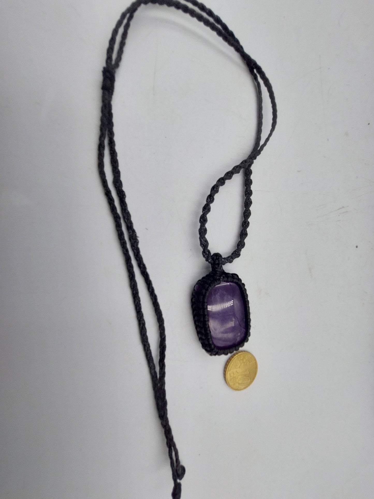 Natural Amethyst Handmade Wrapped Macrame Necklace - Healing Stone - Gift Idea - Protection