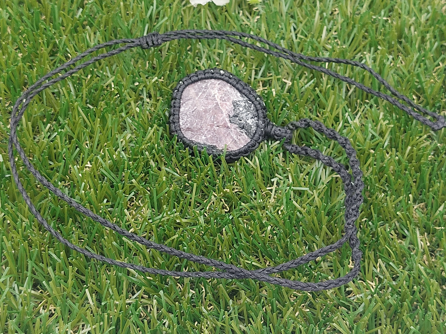 Natural HEXAGON Ruby with Black Tourmaline Handmade Wrapped Macrame Necklace - Healing Stone - Gift Idea - Protection