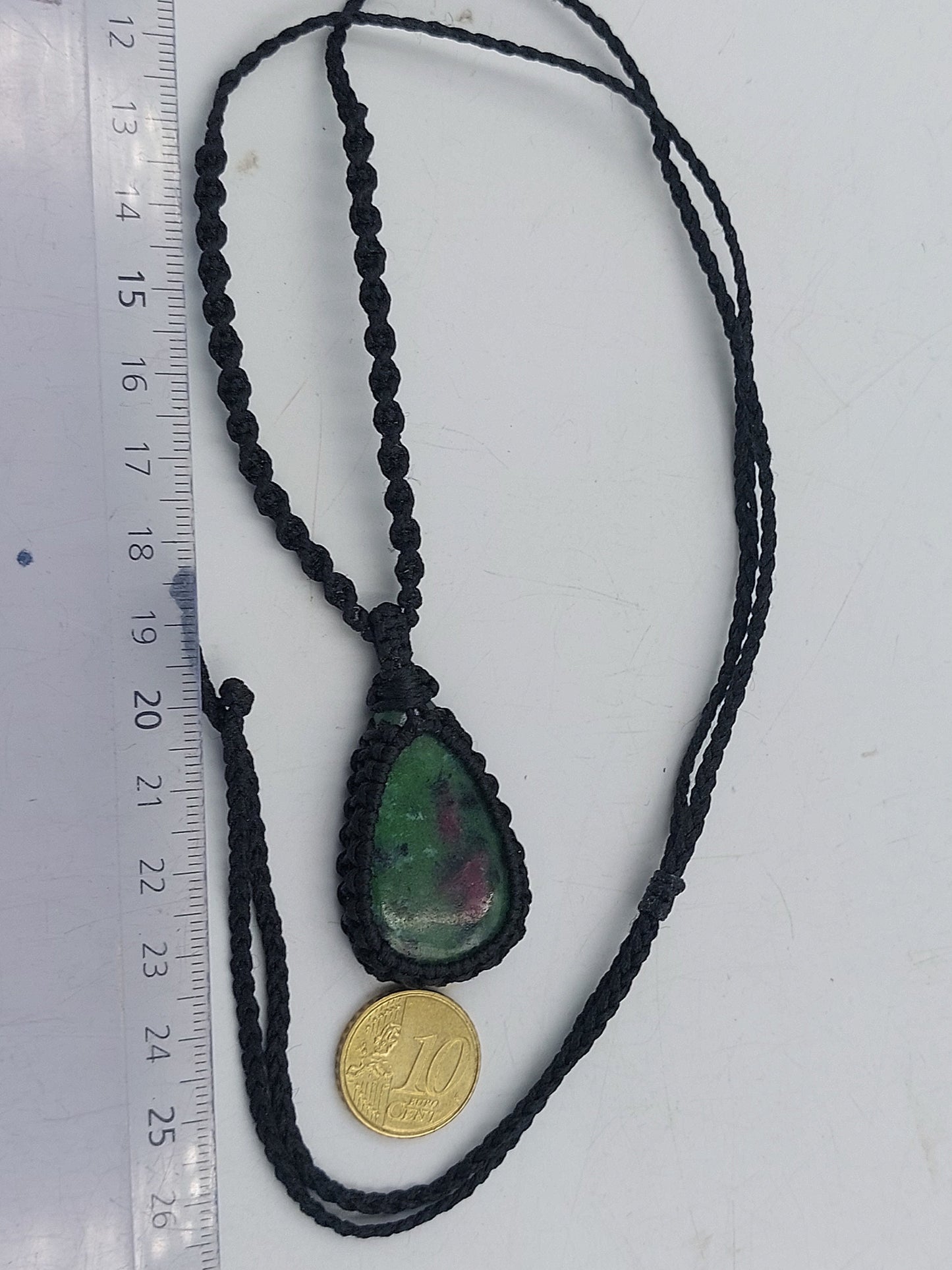 Natural Ruby Zoisite Handmade Wrapped Macrame Necklace - Healing Stone - Gift Idea - Protection