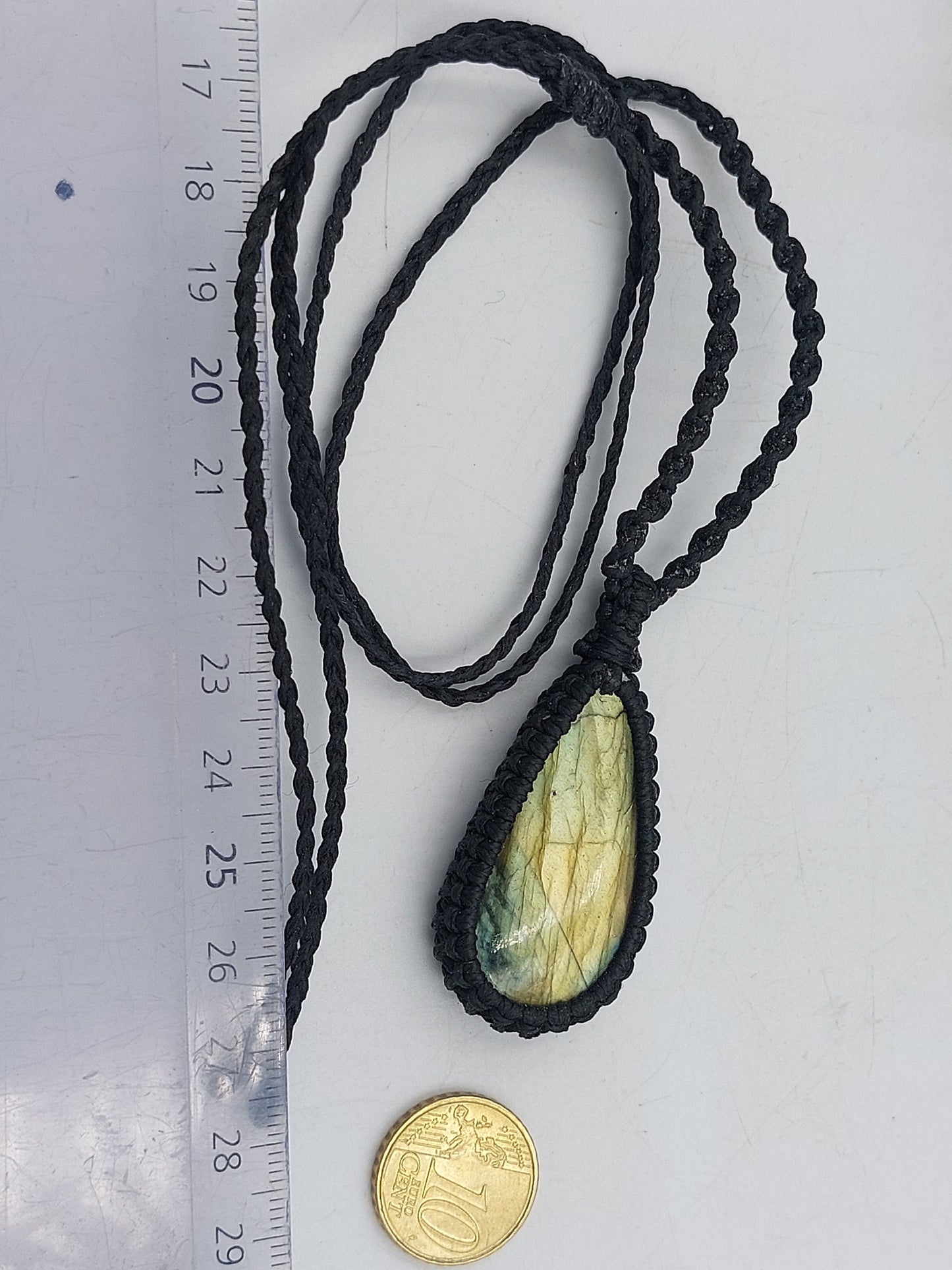 Labradorit Kristall Handgemachte Gewickelte Makramee Halskette