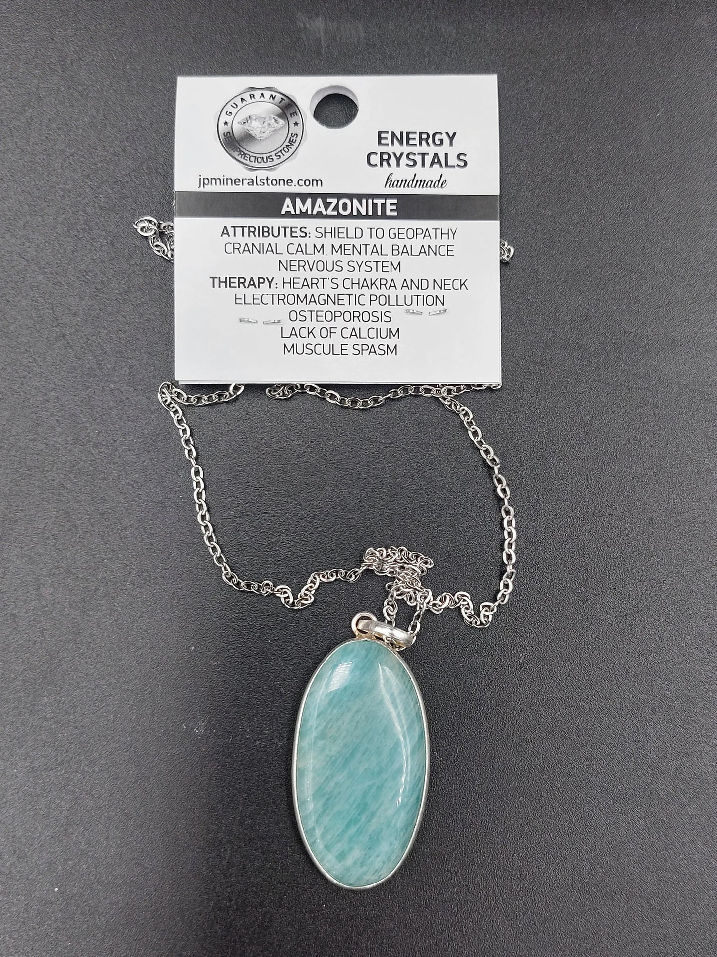Amazonite Crystal Sterling Silver 925 Necklace