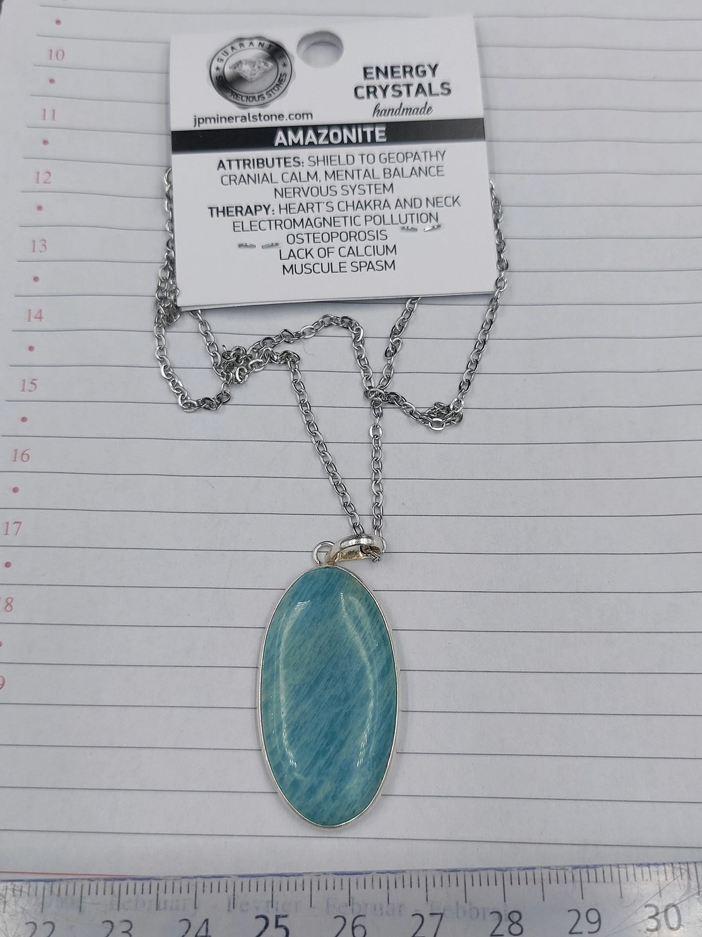 Amazonite Crystal Sterling Silver 925 Necklace