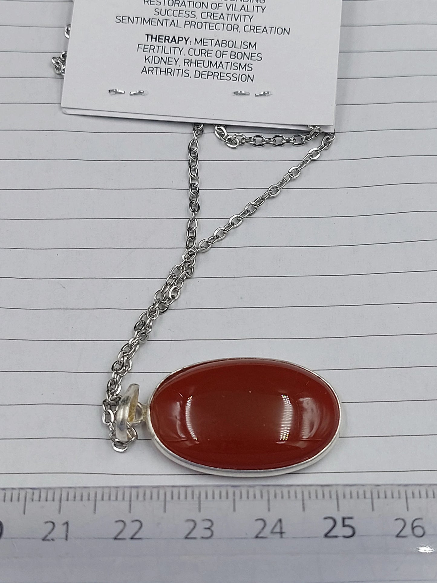 Carnelian Crystal Sterling Silver 925 Necklace - Passion, self esteem, energy