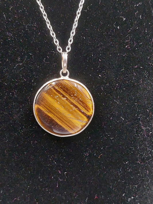 Tiger's Eye Crystal Necklace Silver 925