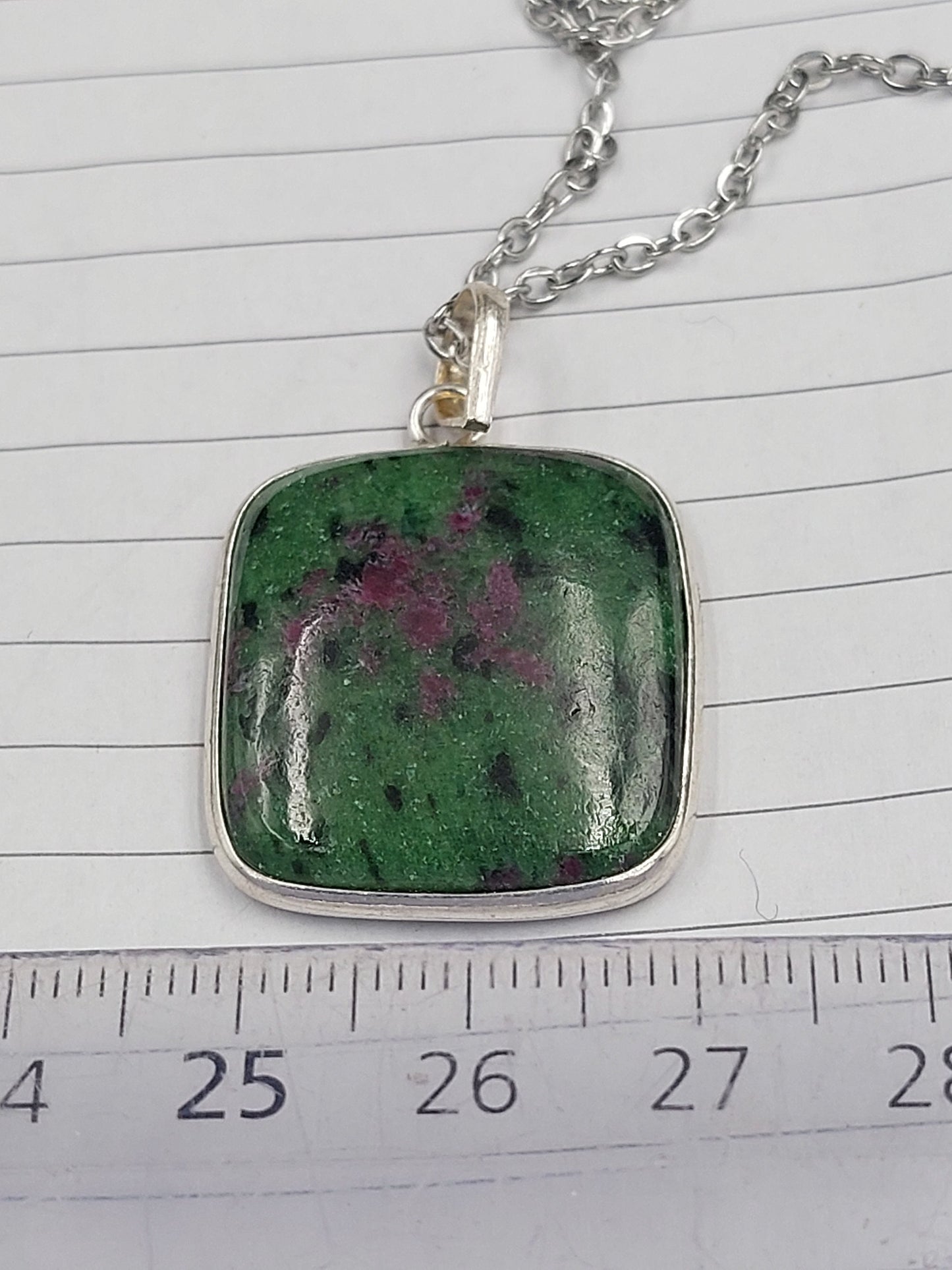 Ruby Zoisite Crystal Necklace Sterling Silver 925