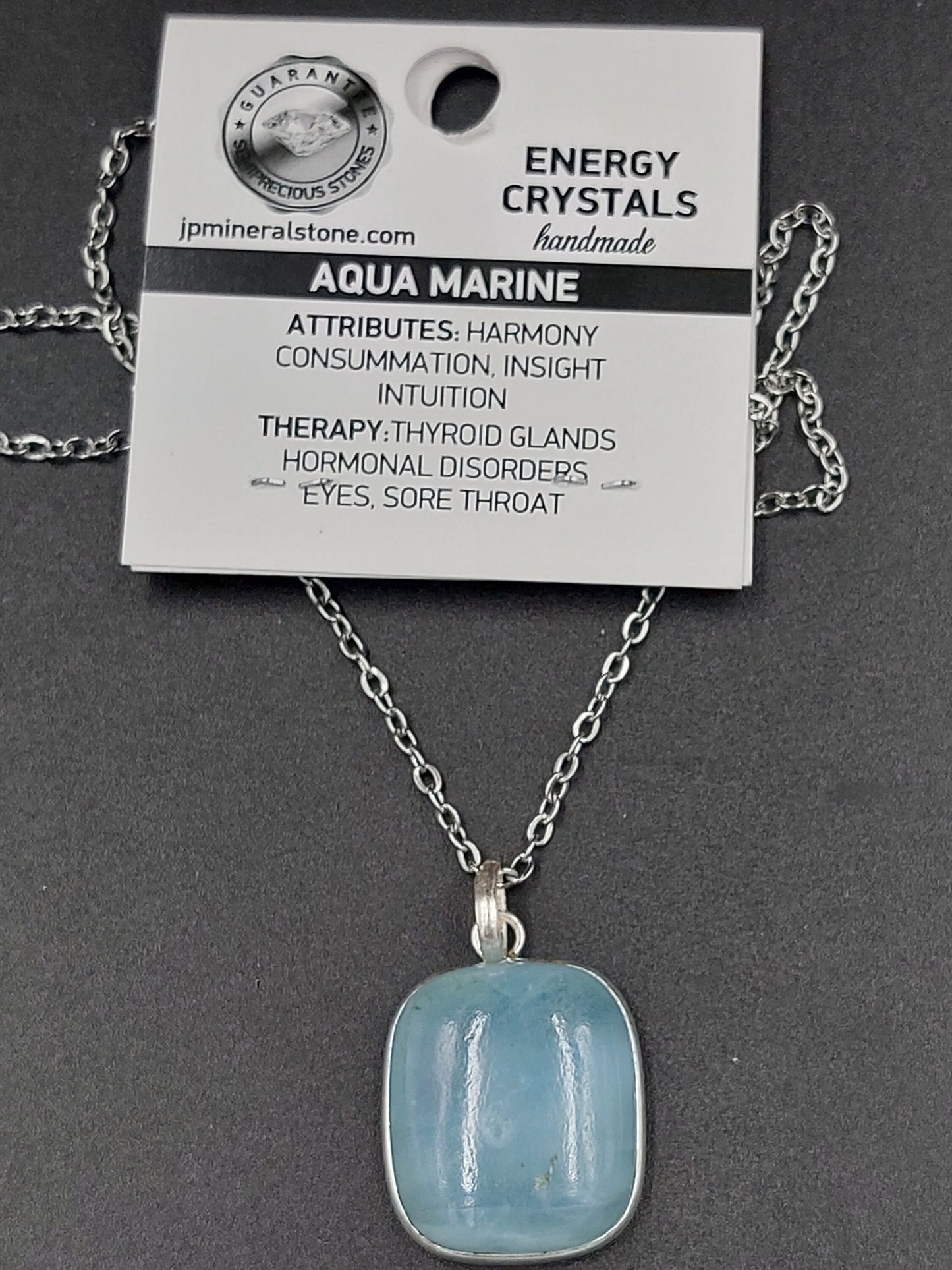 Aquamarine Crystal Necklace Silver 925 Top Quality