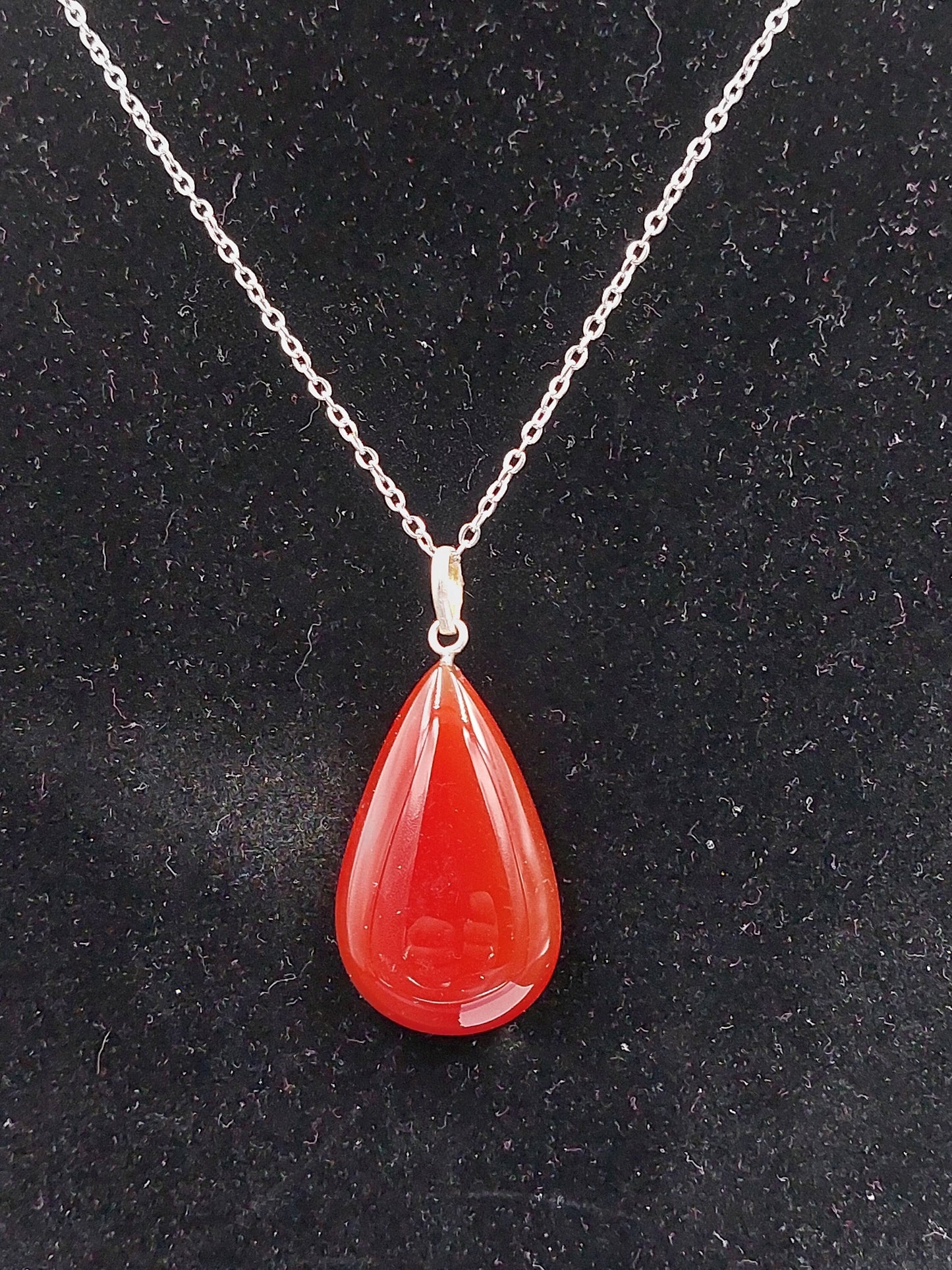 Carnelian Crystal Necklace Silver Plated
