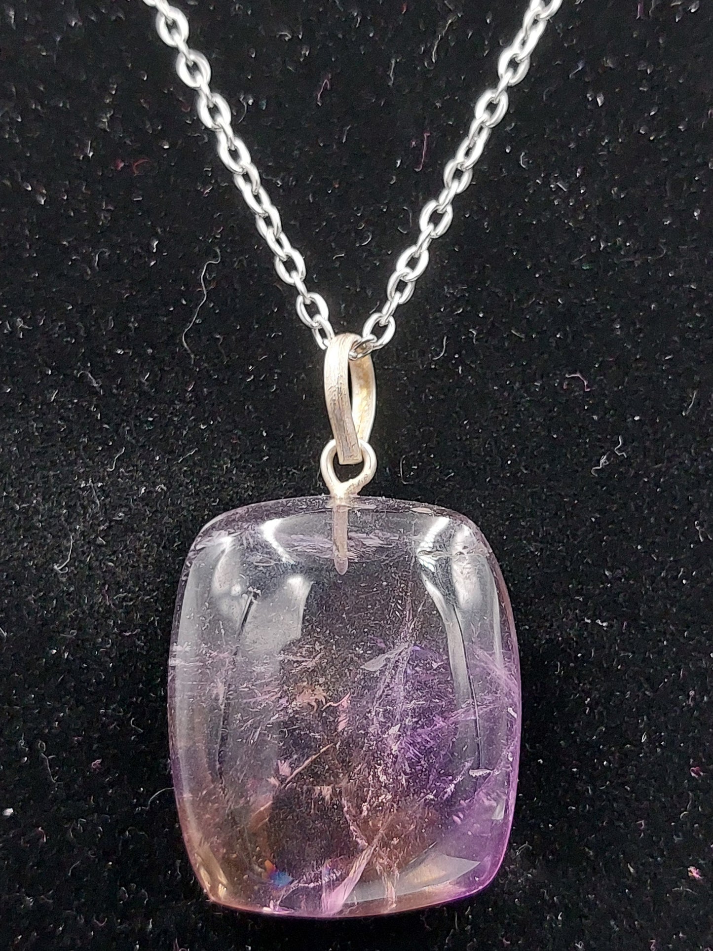 Ametrine Crystal Necklace Silver Plated