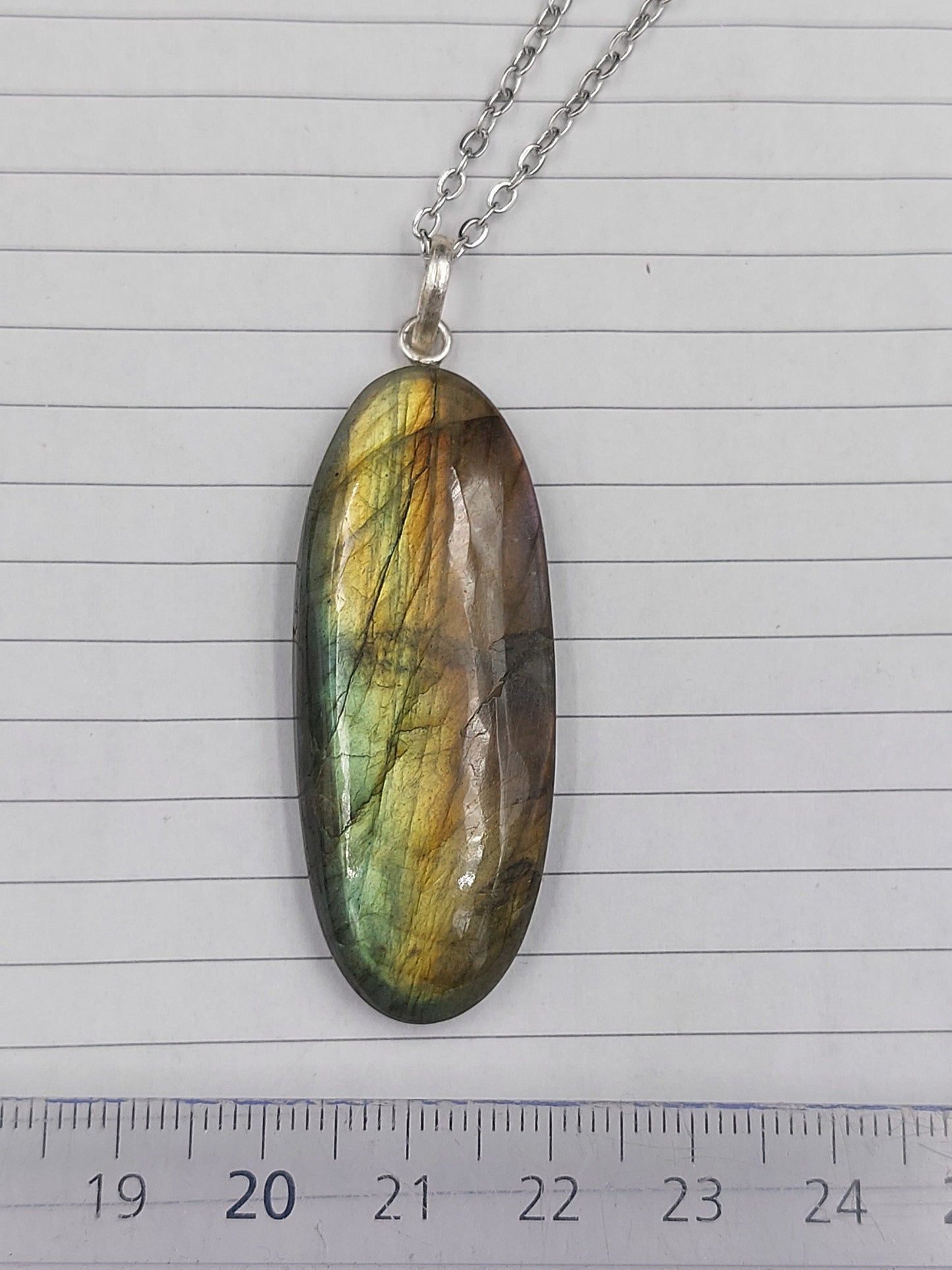 Labradorite Crystal Necklace Silver Plated