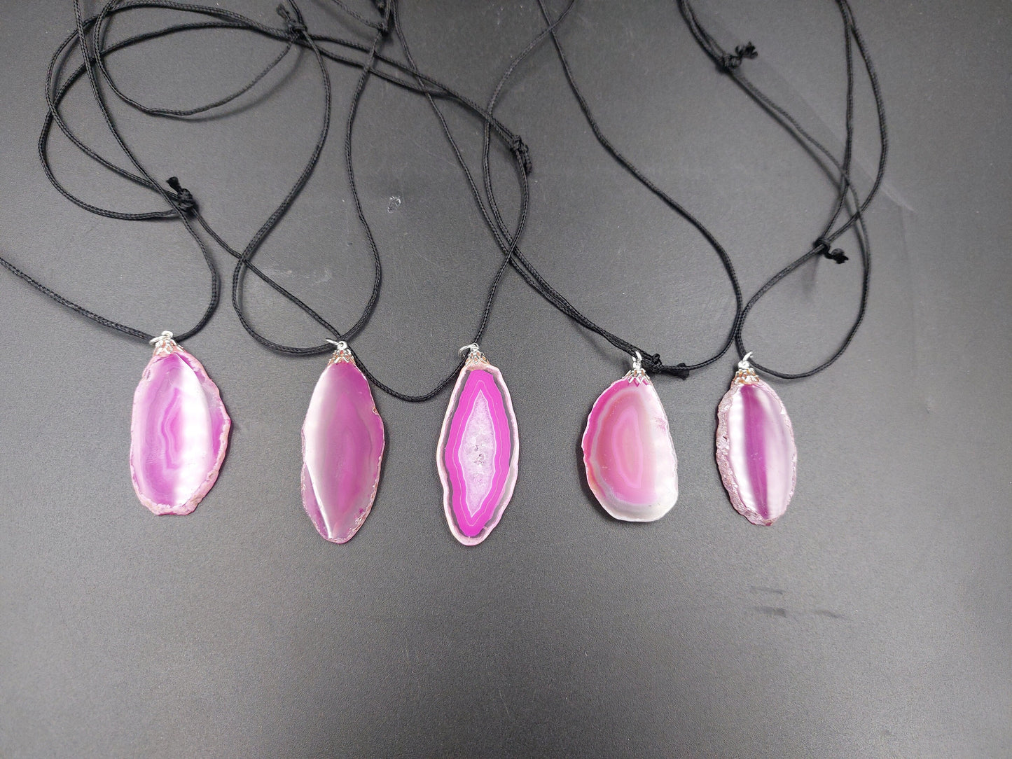 Pink Agate Slices Handmade Necklace