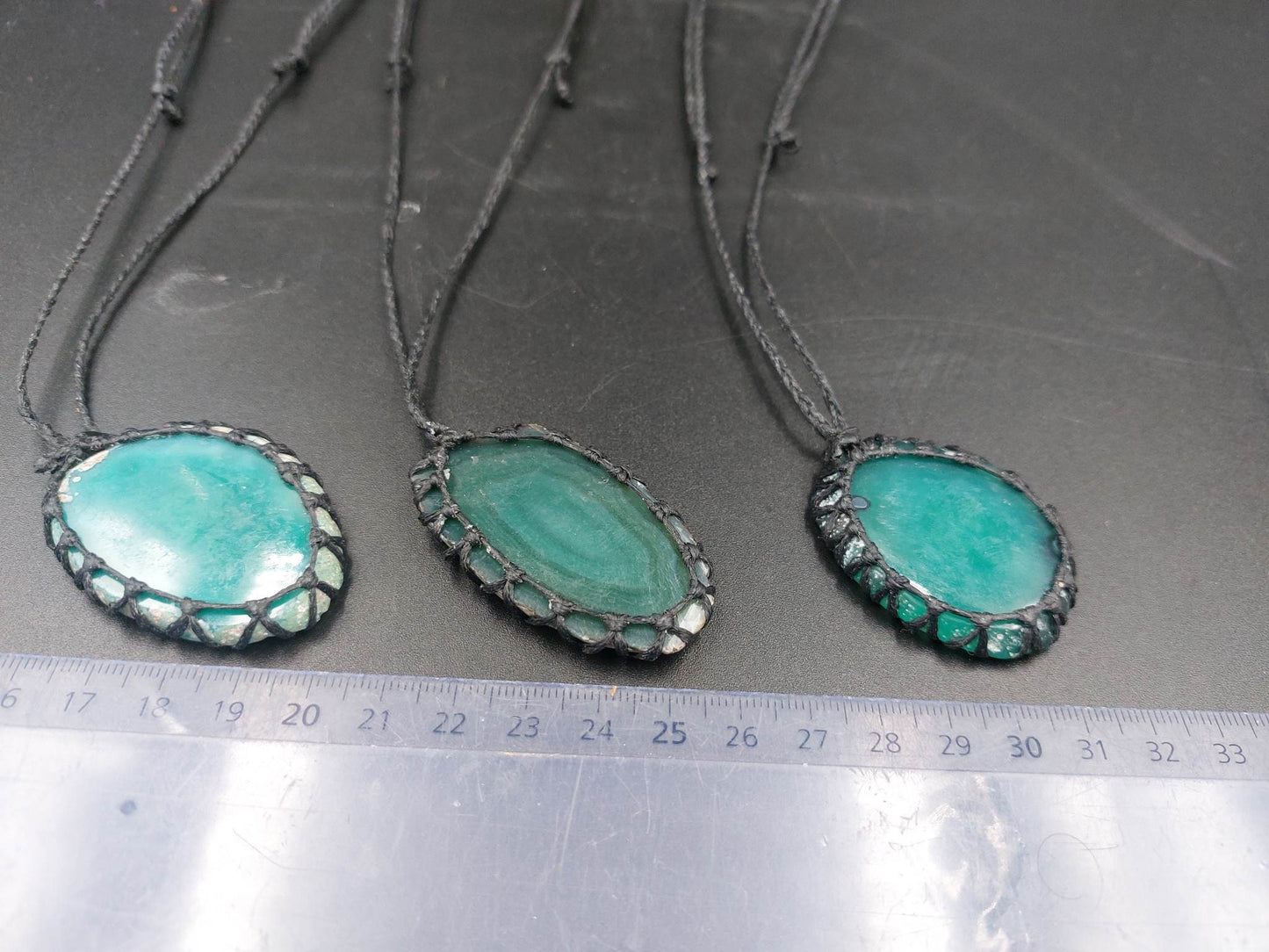 Natural Turquoise Agate Handmade Wrapped Macrame Necklace - Healing Stone - Gift Idea - Protection