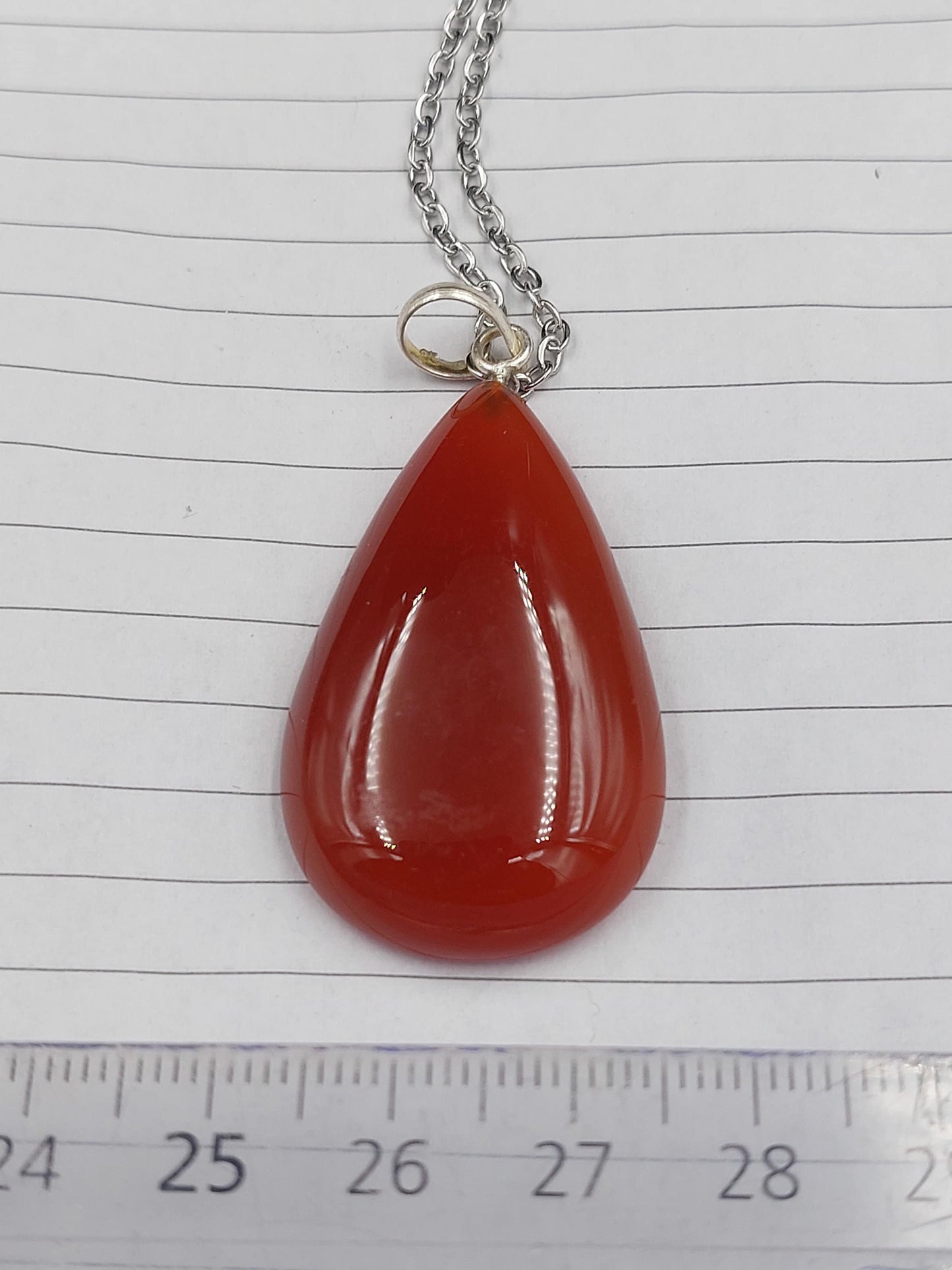 Carnelian Crystal Necklace Silver Plated