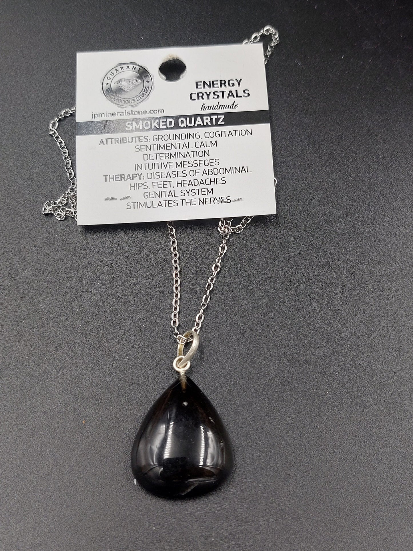 Smoky Quartz Crystal Necklace Silver Plated