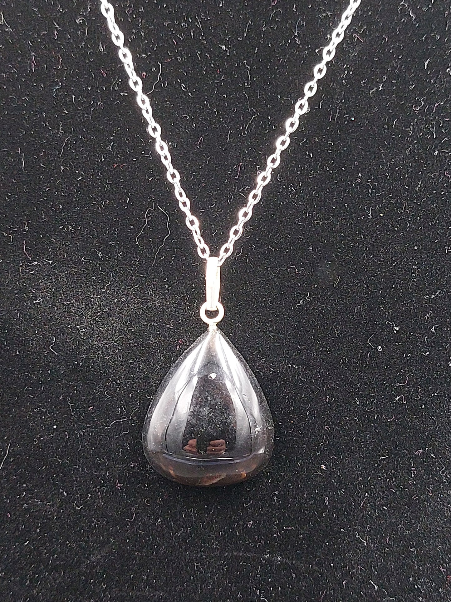 Smoky Quartz Crystal Necklace Silver Plated