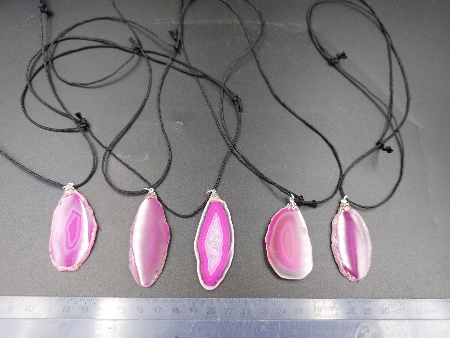 Pink Agate Slices Handmade Necklace
