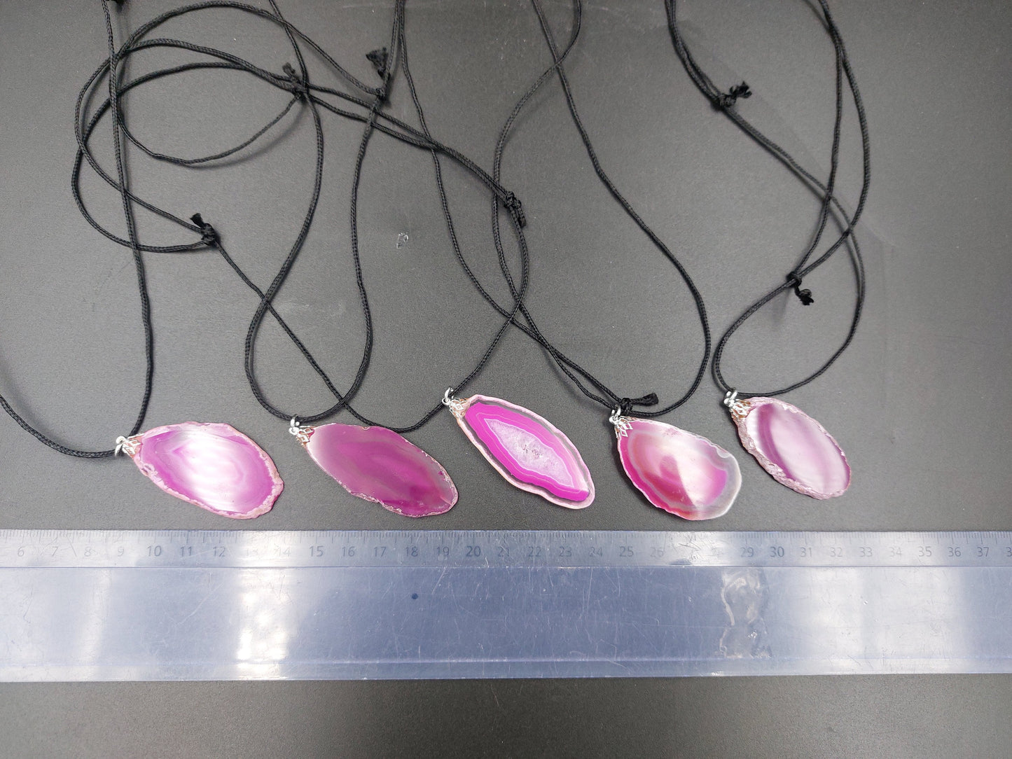 Pink Agate Slices Handmade Necklace
