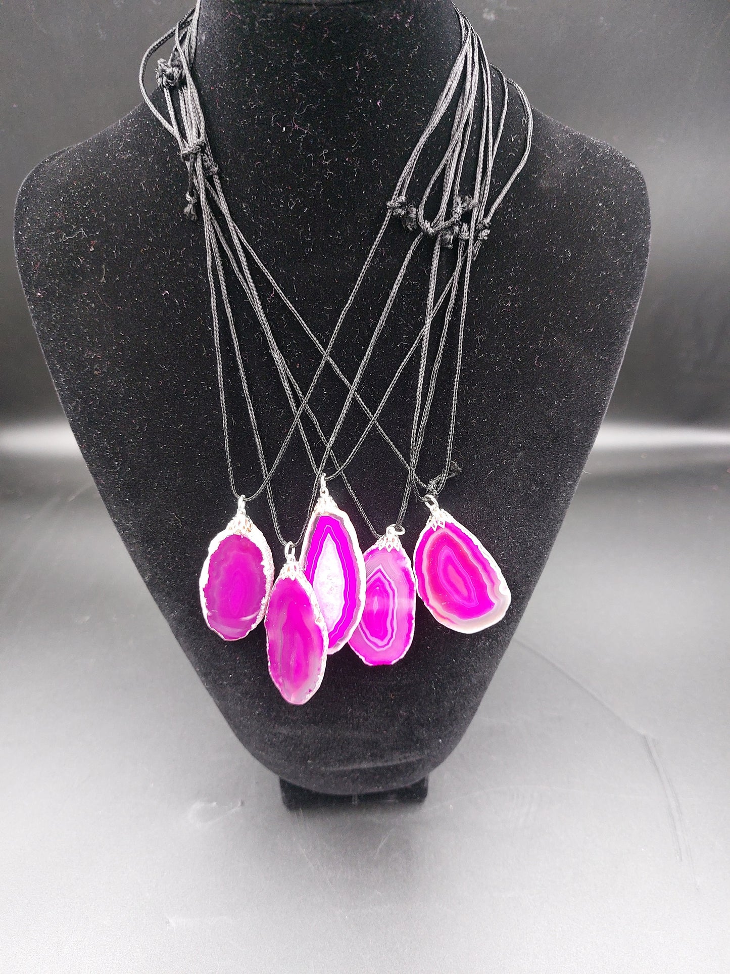 Pink Agate Slices Handmade Necklace