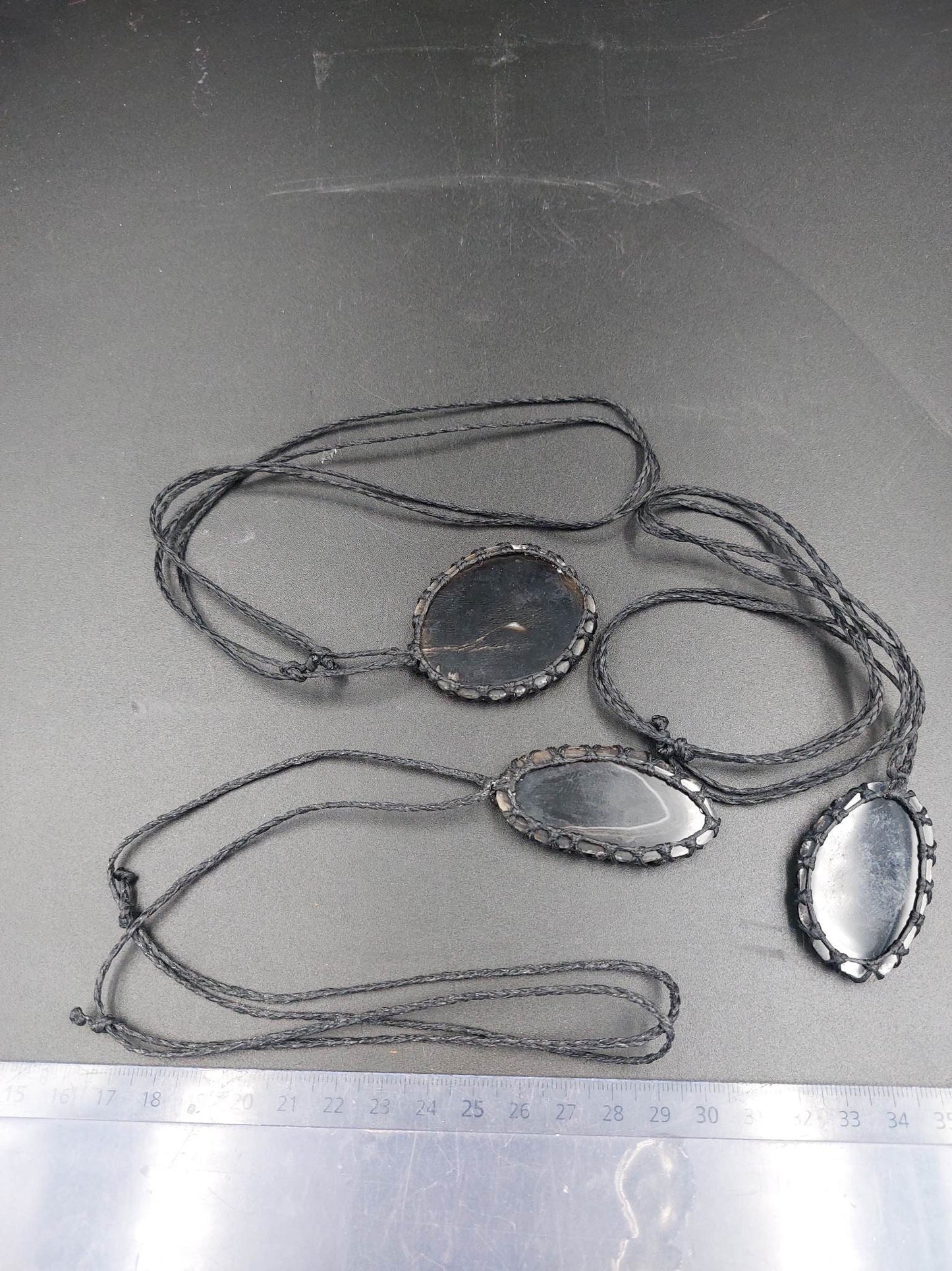 Natural Black Agate Handmade Wrapped Macrame Necklace - Healing Stone - Gift Idea - Protection