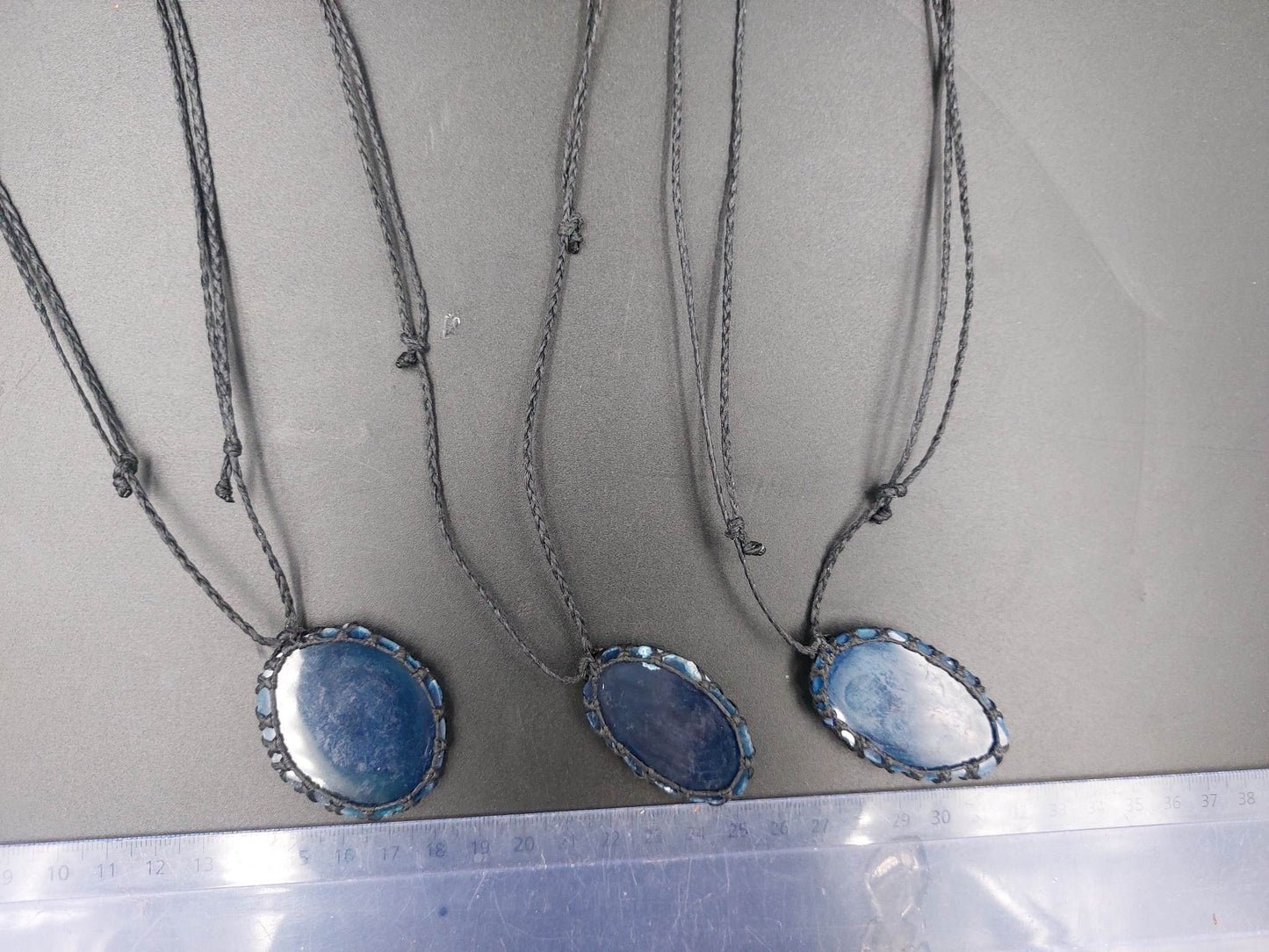 Natural Blue Agate Handmade Wrapped Macrame Necklace - Healing Stone - Gift Idea - Protection