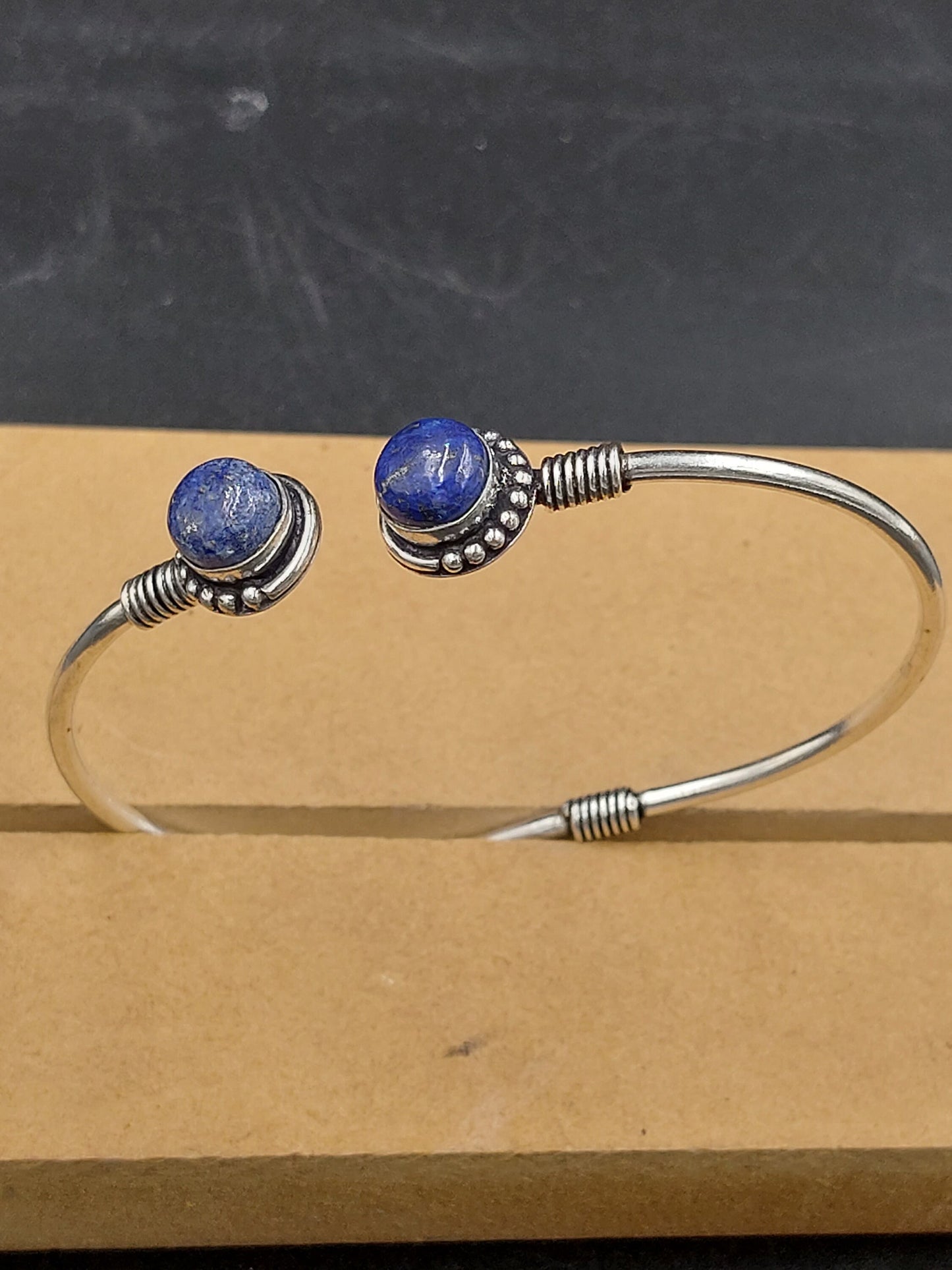 Lapis Lazuli Crystal Bracelet Silver Plated