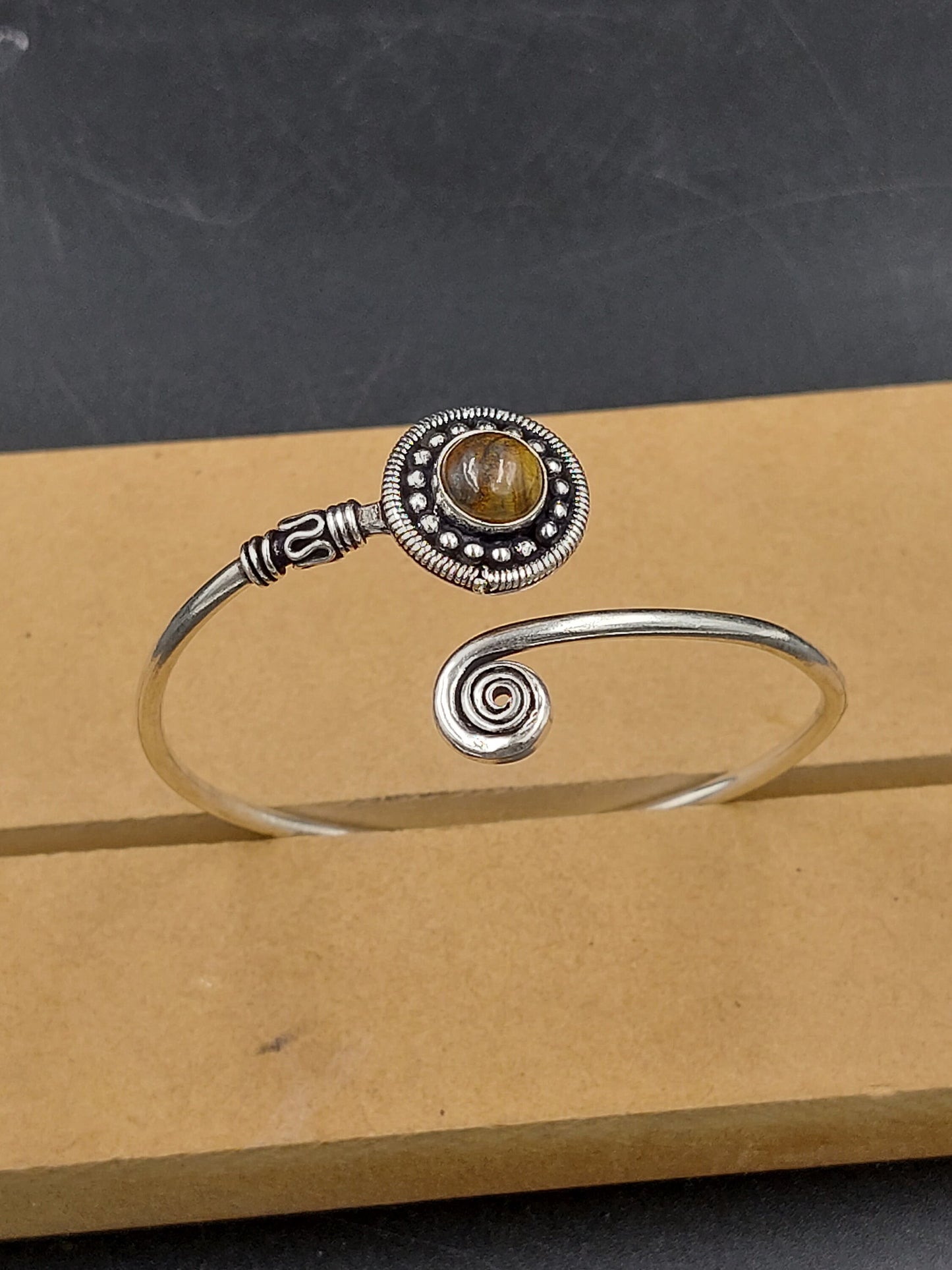 Tiger's Eye Crystal Silver Plated Bracelet