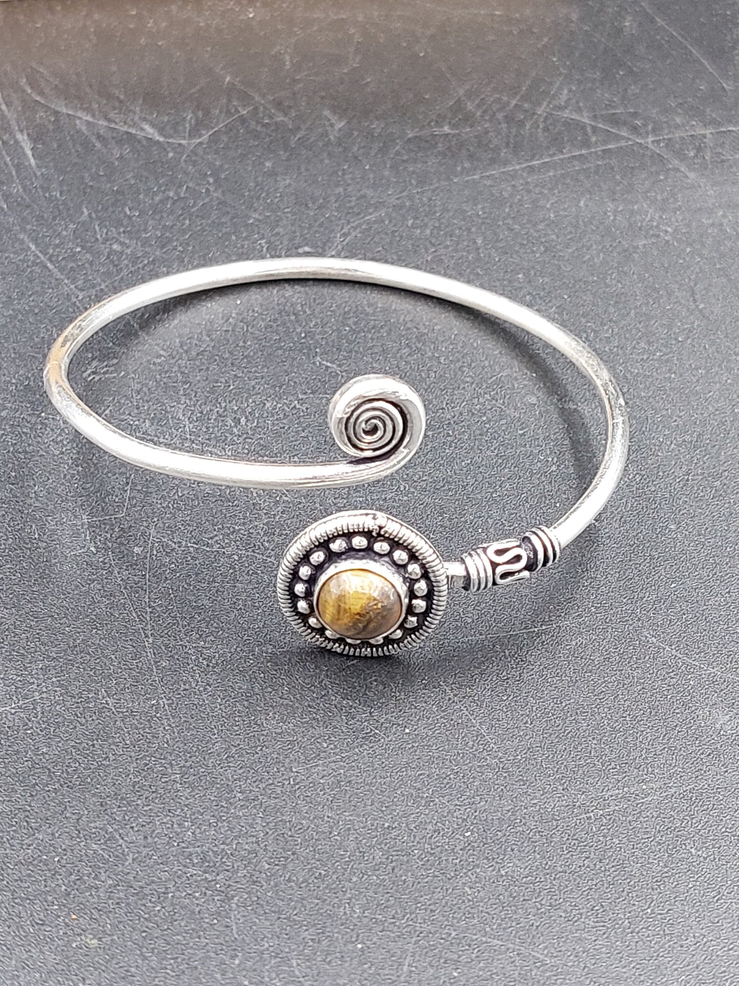 Tiger's Eye Crystal Silver Plated Bracelet