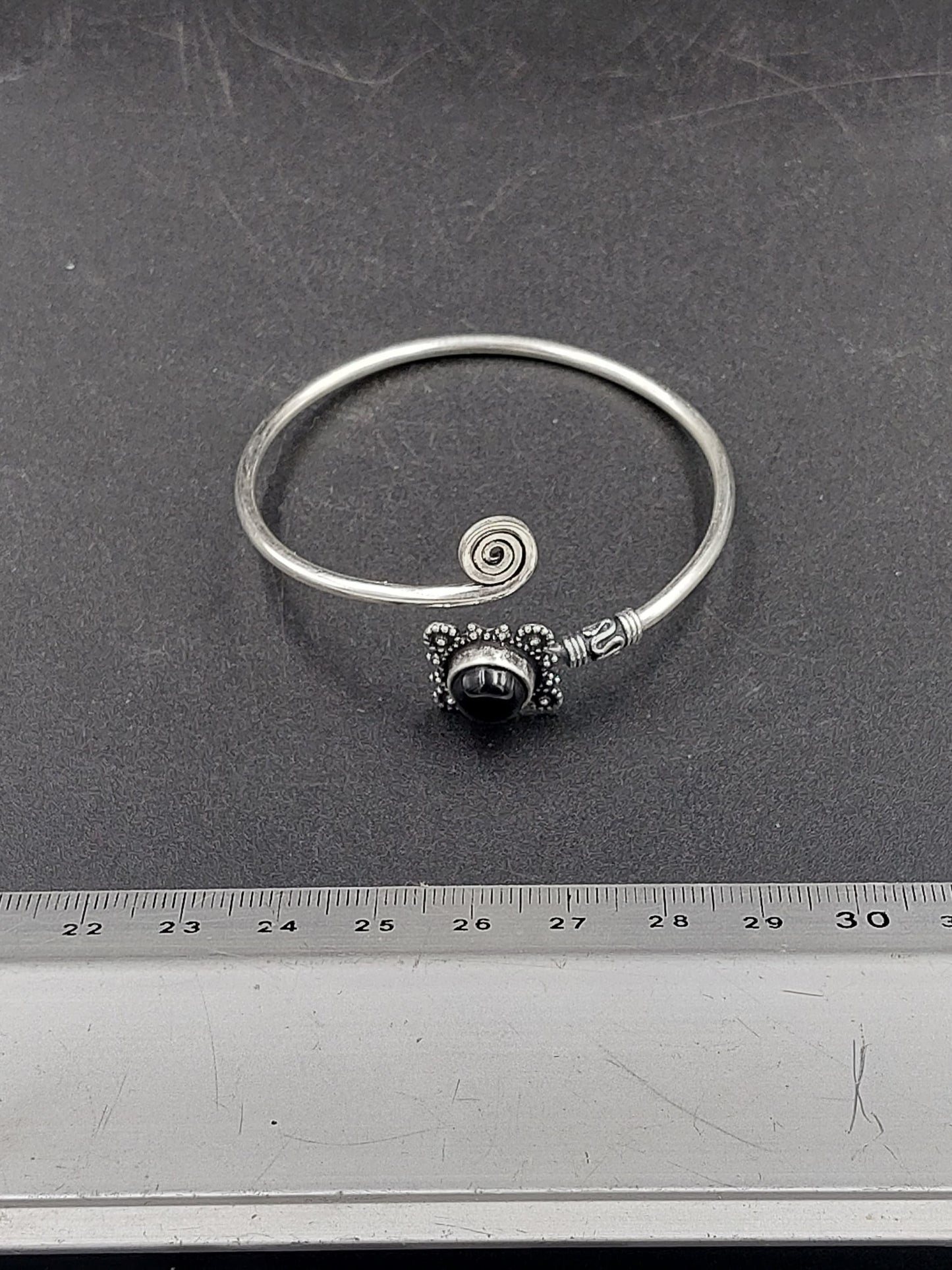 Black Obsidian Crystal Bracelet Silver Plated