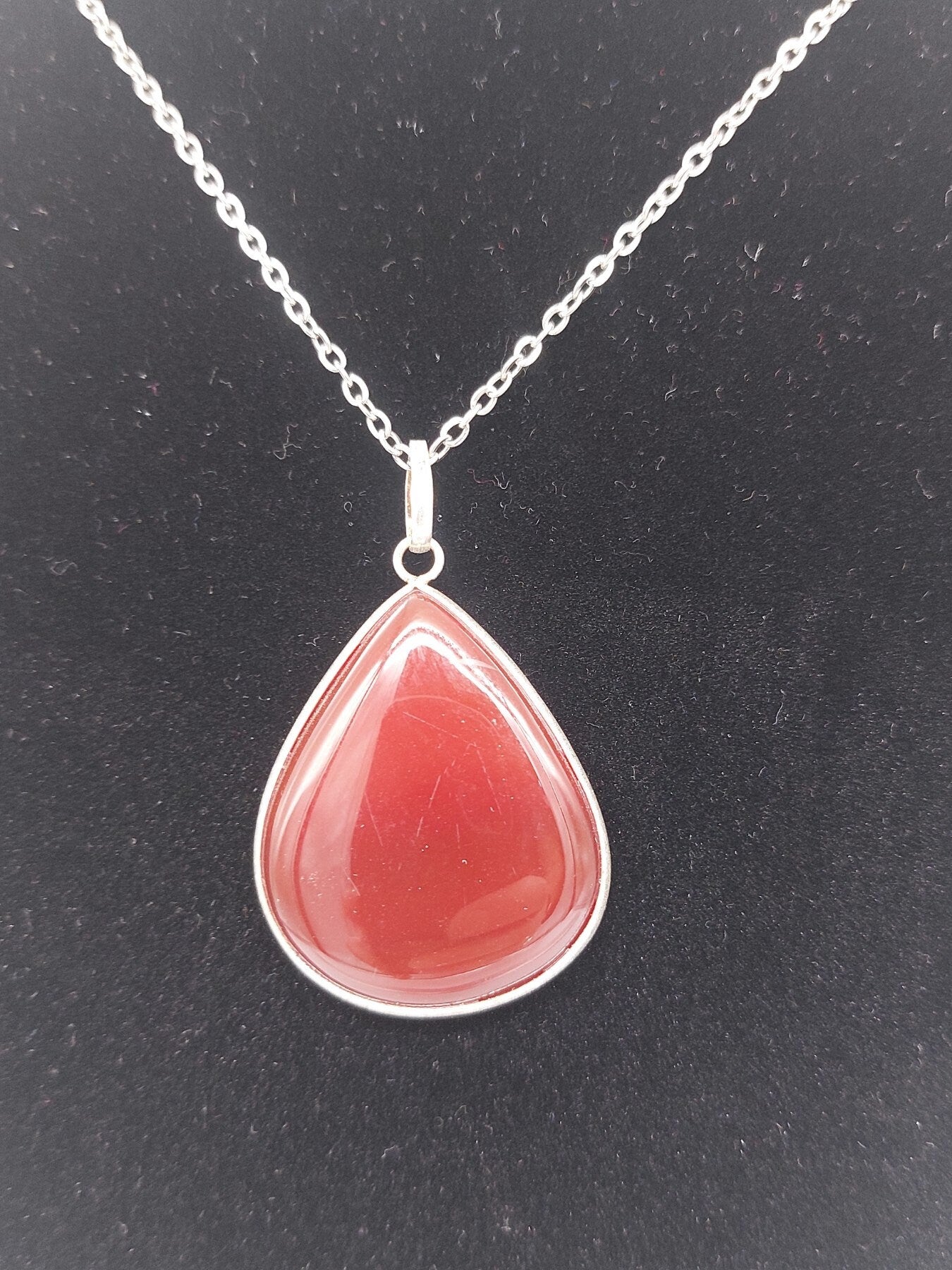 Carnelian Sterling Silver 925 Pendant Cabochon Cut Healing Crystal