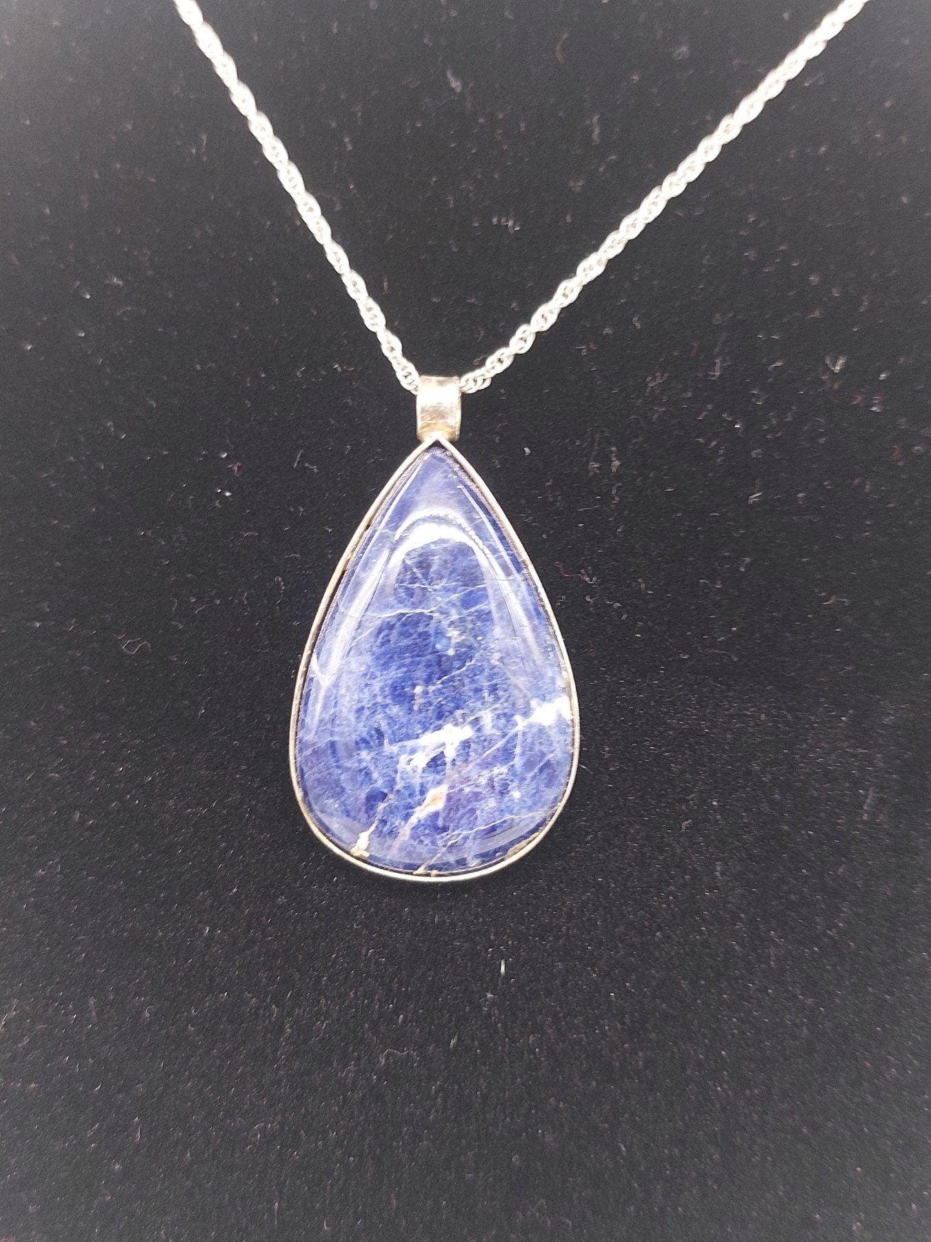 Sodalite Sterling Silver 925 Pendant Cabochon Cut Healing Crystal