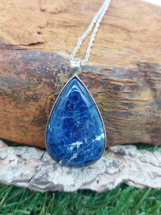 Sodalite Sterling Silver 925 Pendant Cabochon Cut Healing Crystal